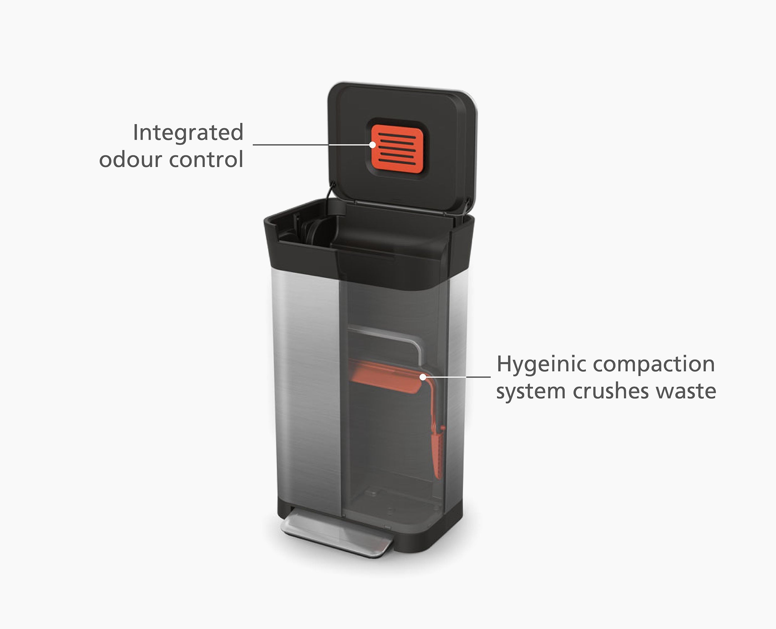 Trash Compactor Titan 30L Stainless Steel | Joseph Joseph US