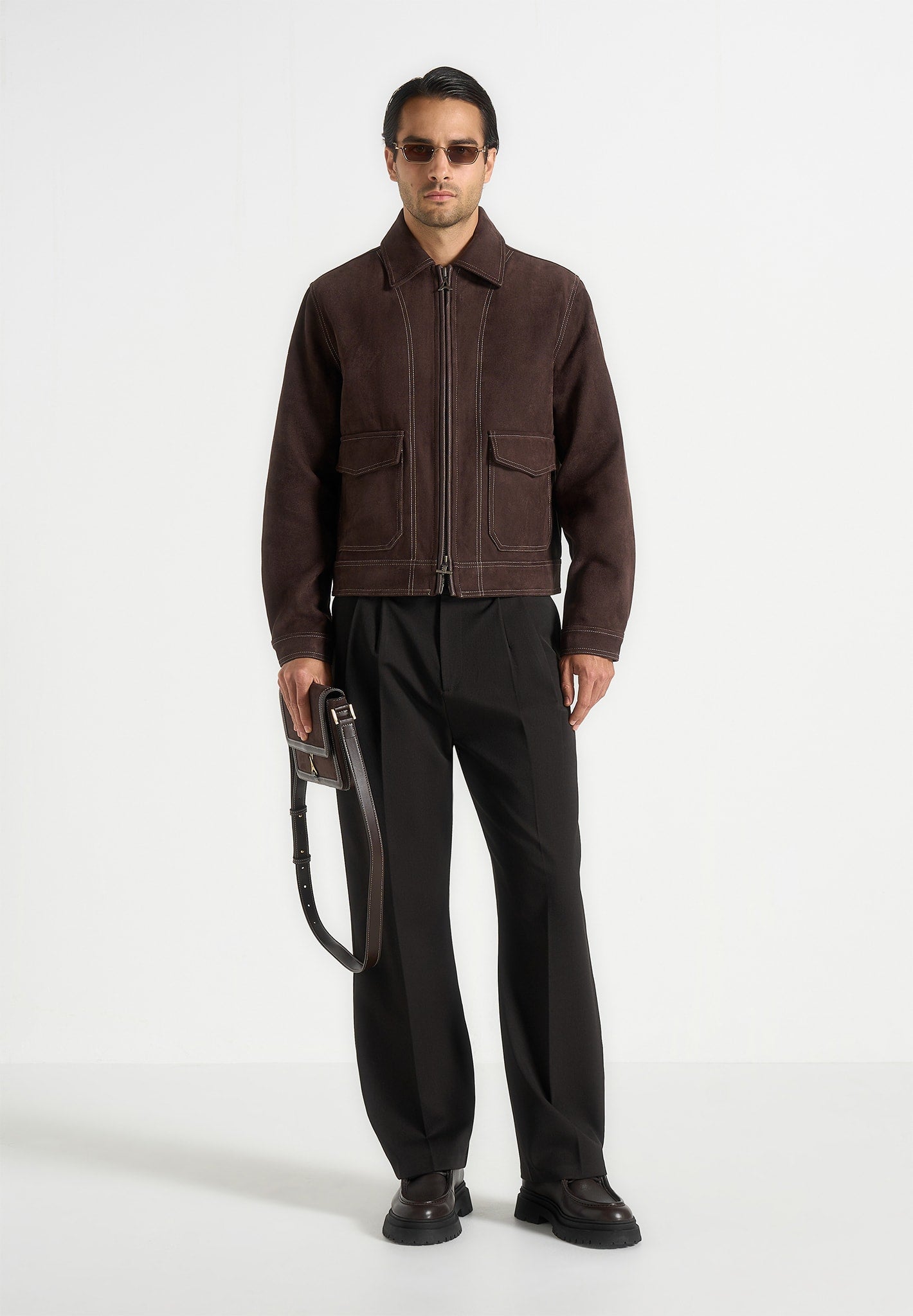Alex - Whipstitch Twill Boxy Jacket - Black | Manière De Voir USA