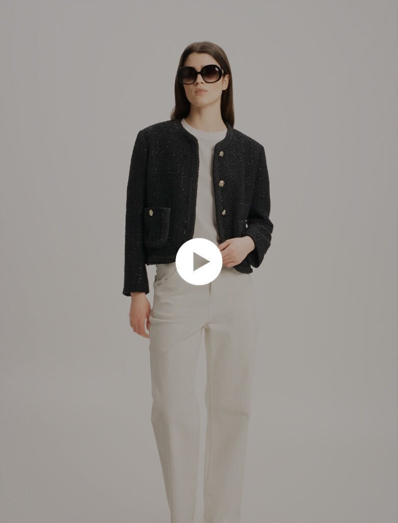 Short tweed jacket Black / Gray For Women | Maje