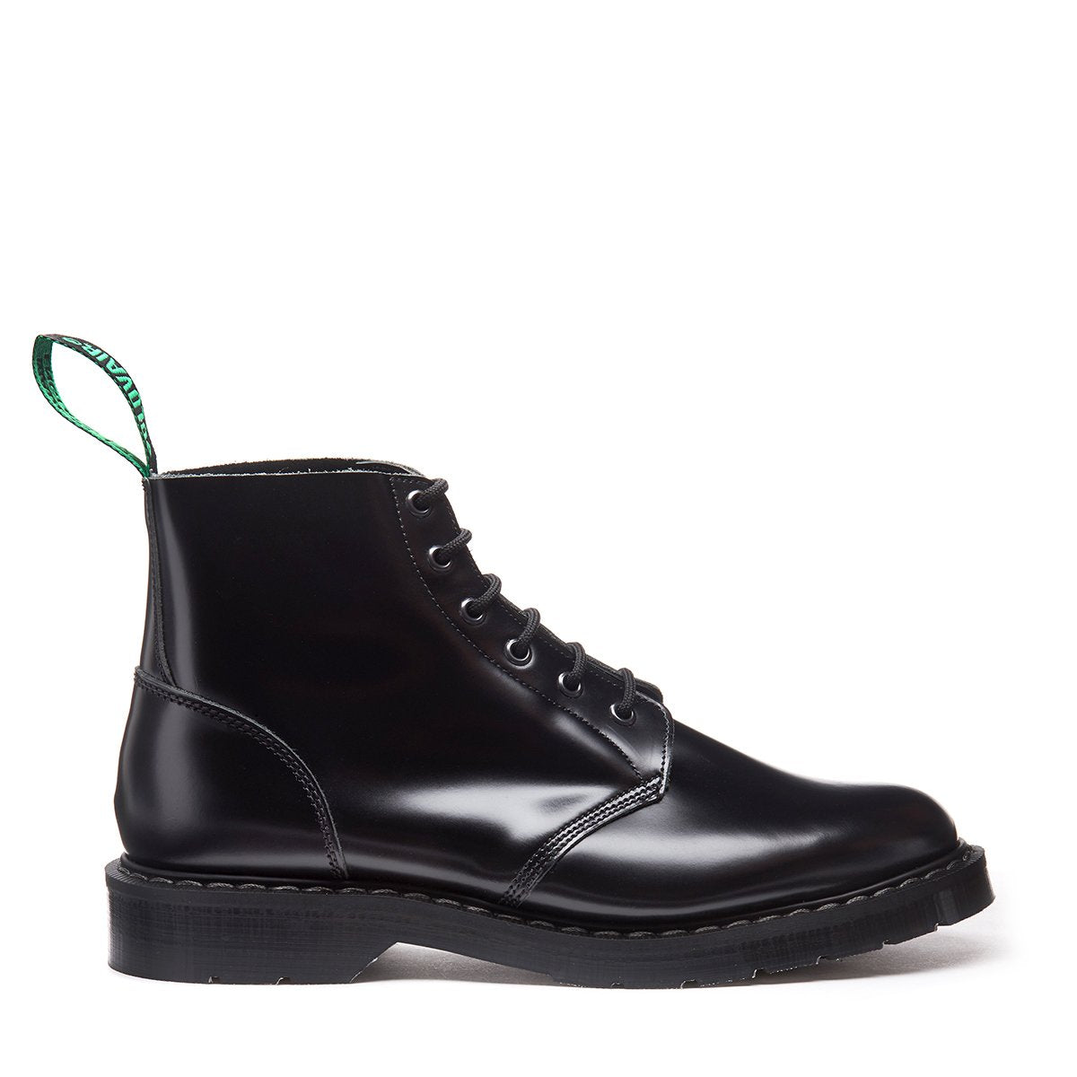 Black Hi-Shine 6 Eye Derby Boot | Solovair | Handmade in England