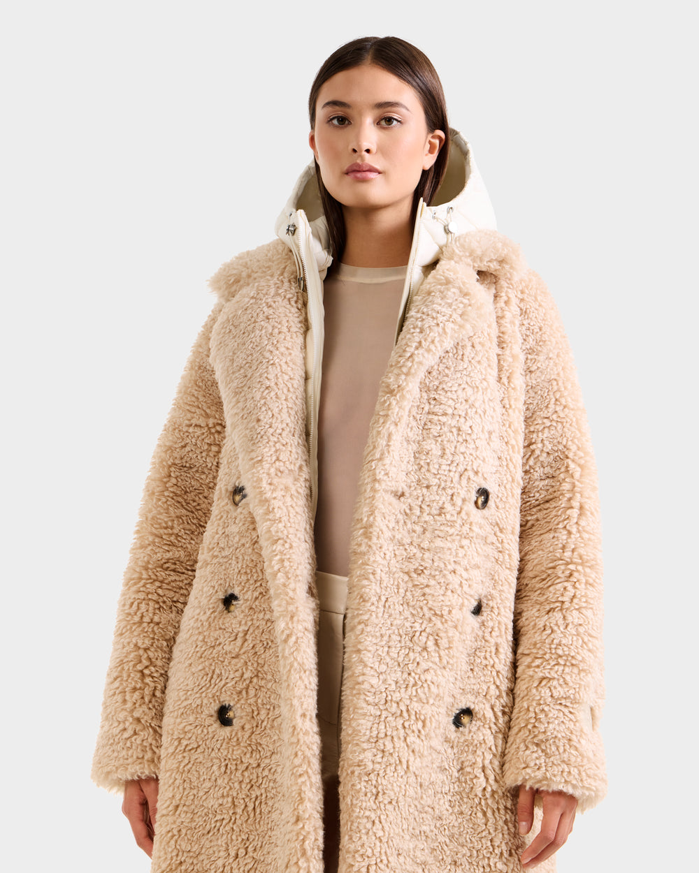 RUDSAK TINA Vanilla Faux Fur Teddy Trench Coat - Cozy Warmth