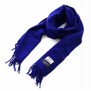 マフラー フリンジ ウール イタリア製 青 ブルー（2024/06/13買取