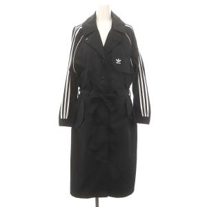 アディカラークラシックストレンチコート ロング ロゴ ベルト付き S 黒