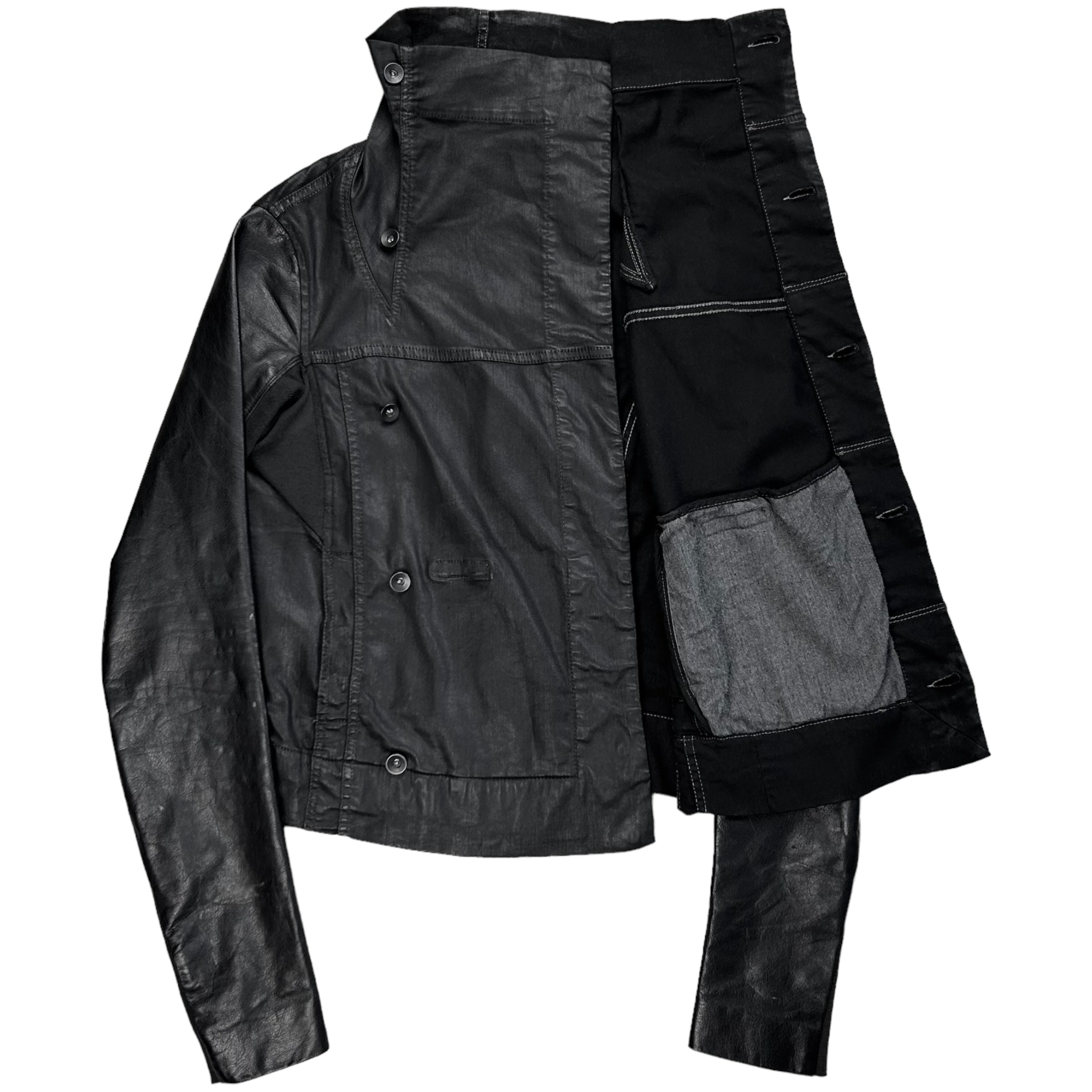 Rick Owens DRKSHDW Waxed Leather Sleeve Jacket – Vertical Rags