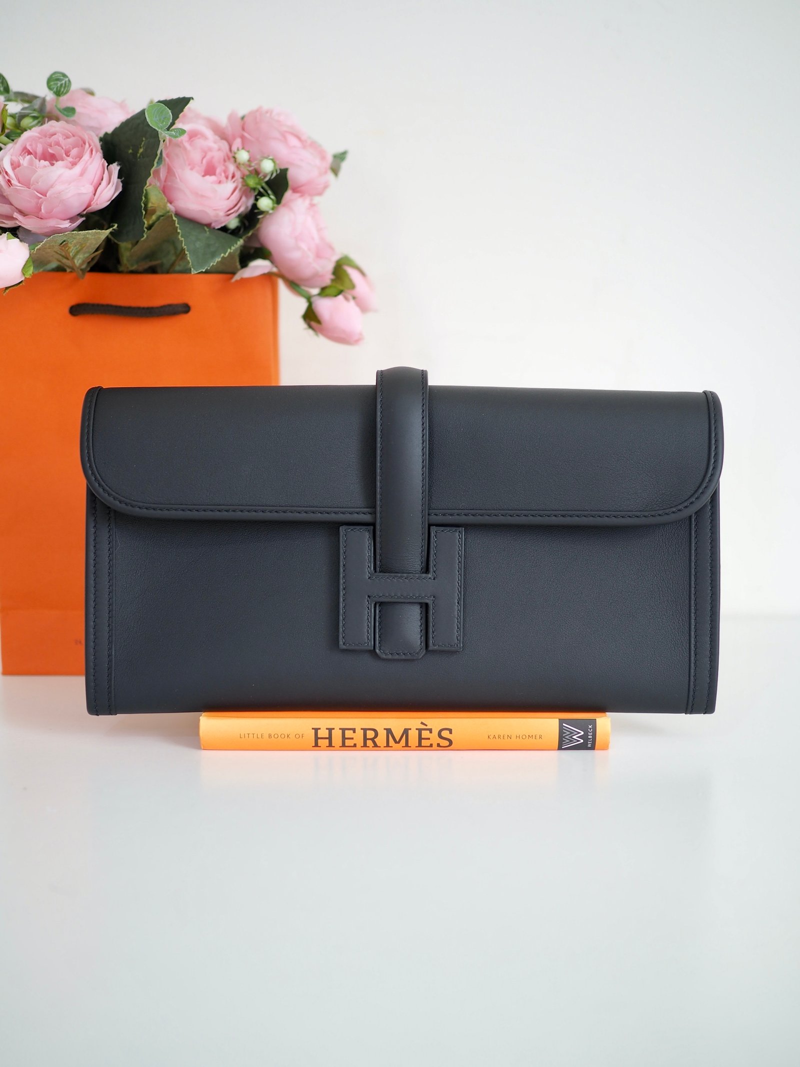 Hermes Jige Elan noir swift bag new | Vintage-United