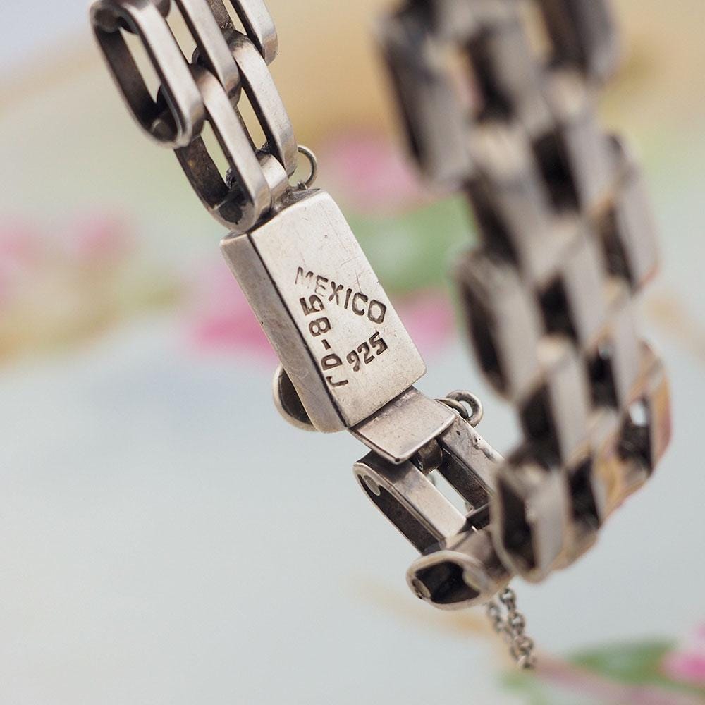 Vintage Sterling Silver Mexican Gate Link Bracelet – Vintage