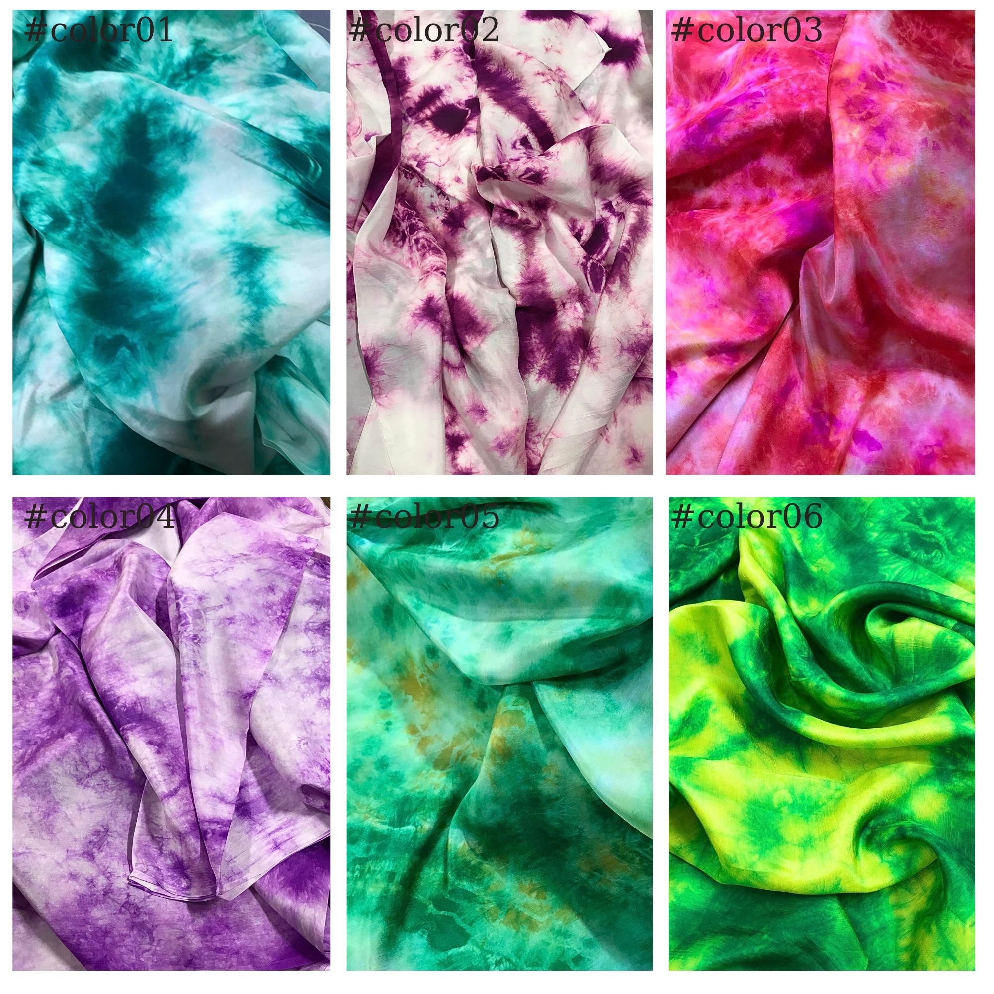 100% Mulberry Silk fabric by the yard - Habotai silk - Tie dye