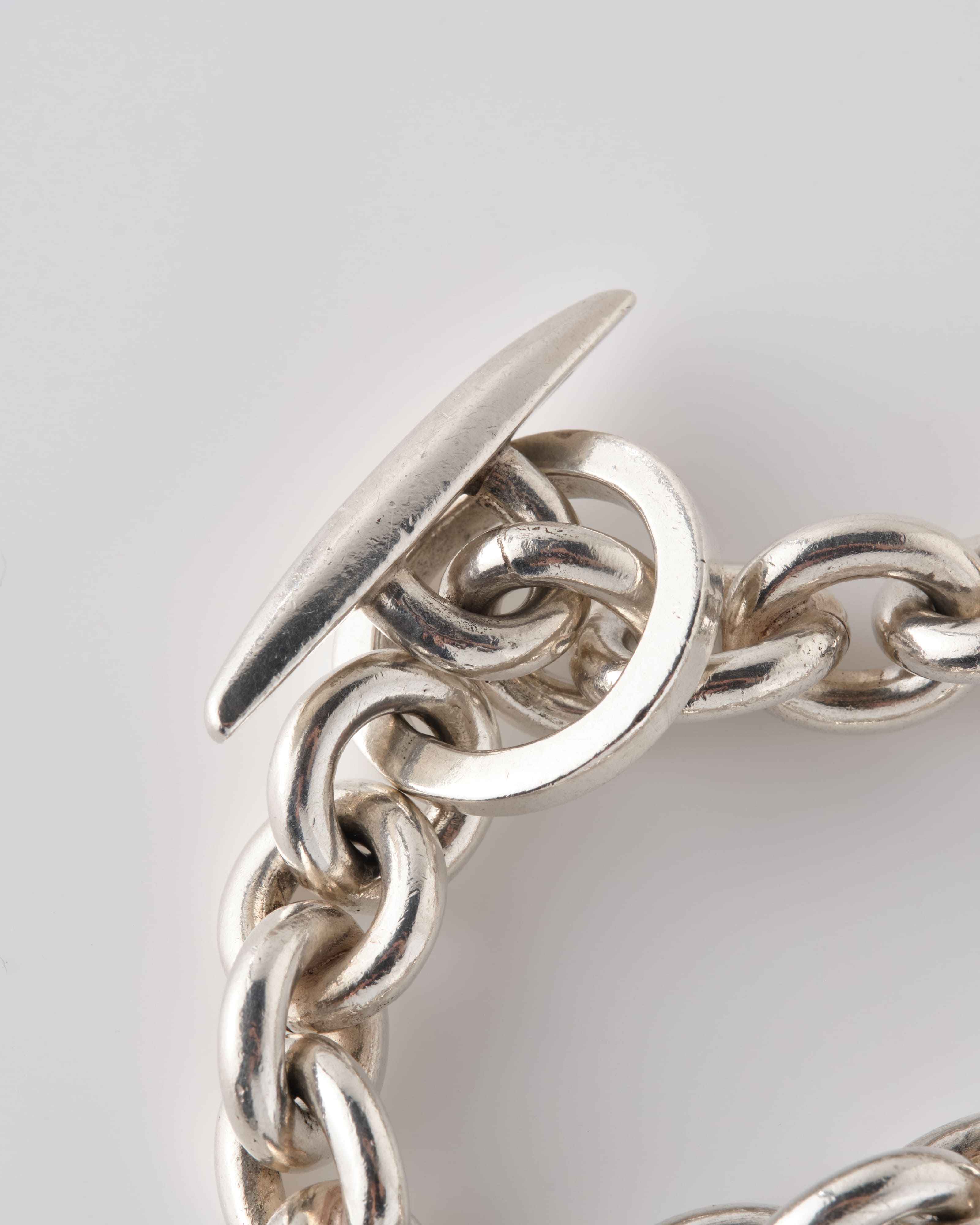 80's】Danish Vintage Silver 925 Toggle Clasp Anchor Chain Bracelet 