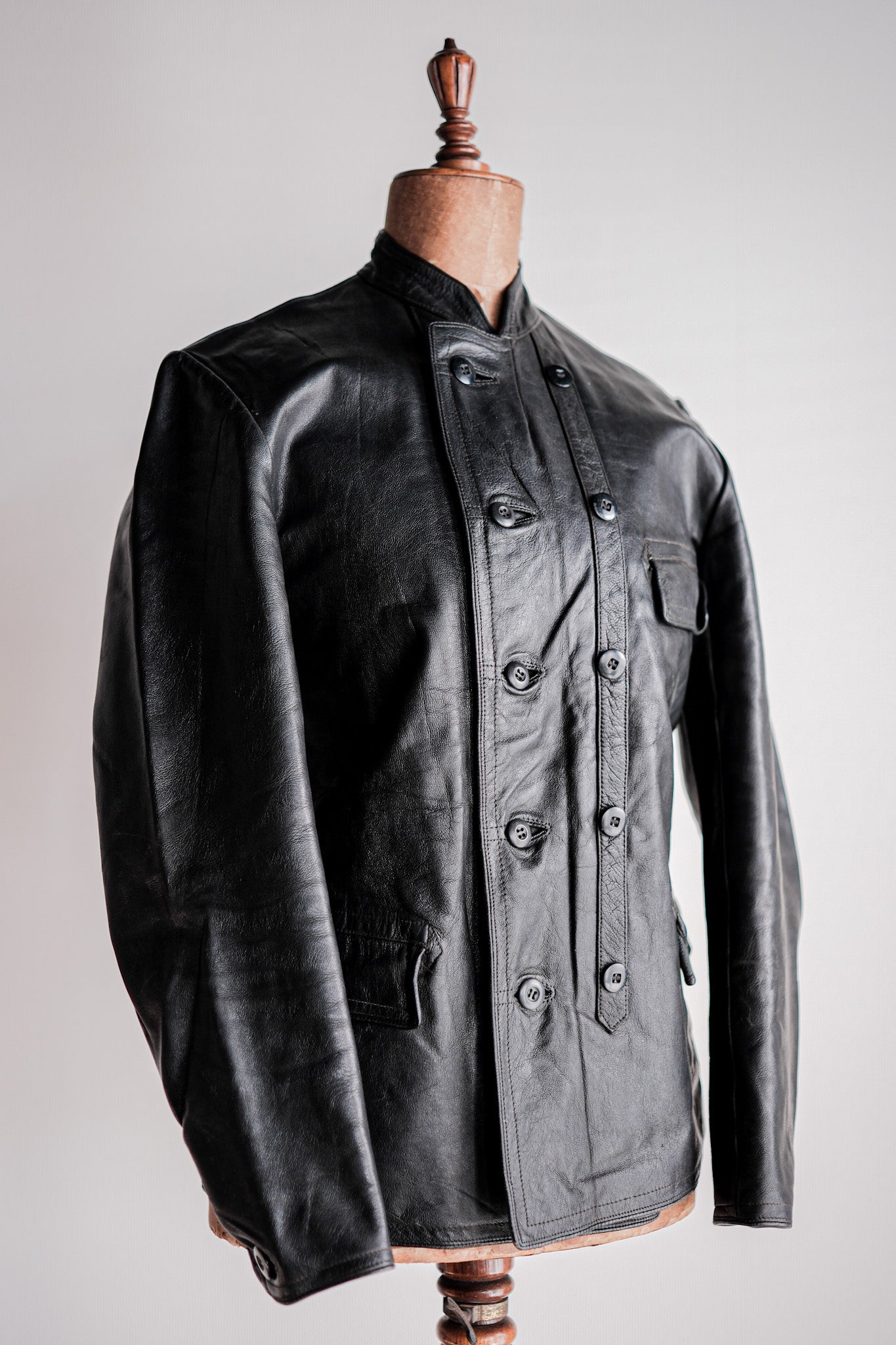 40's] Swedish Vintage Double Breasted Leather Jacket