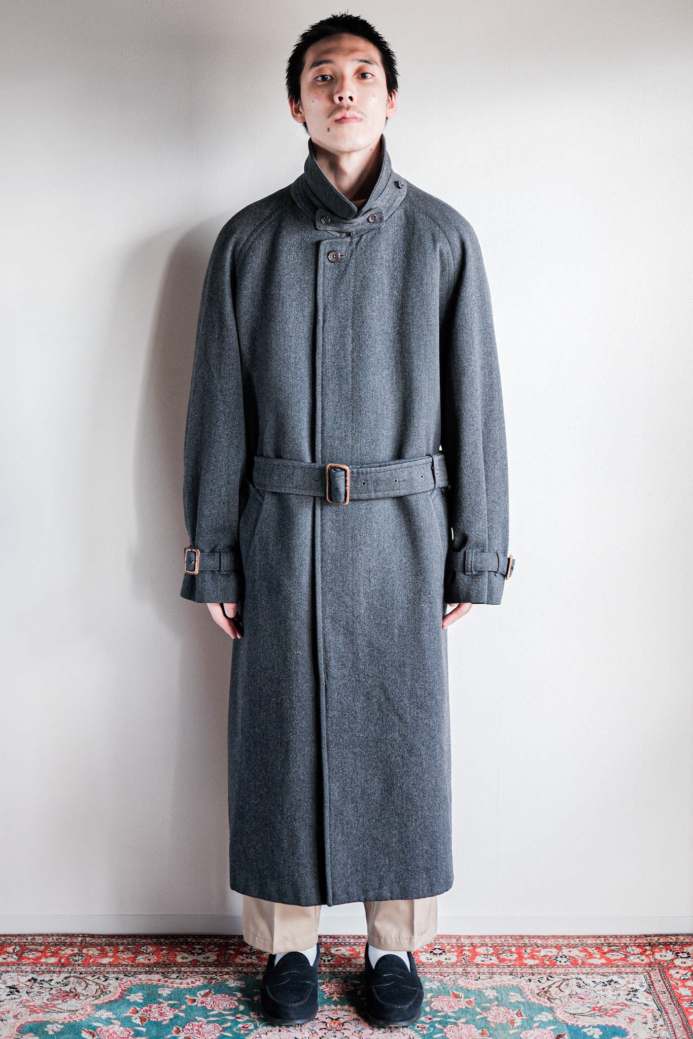 70's】Vintage Aquascutum Single Raglan Wool Rider Coat