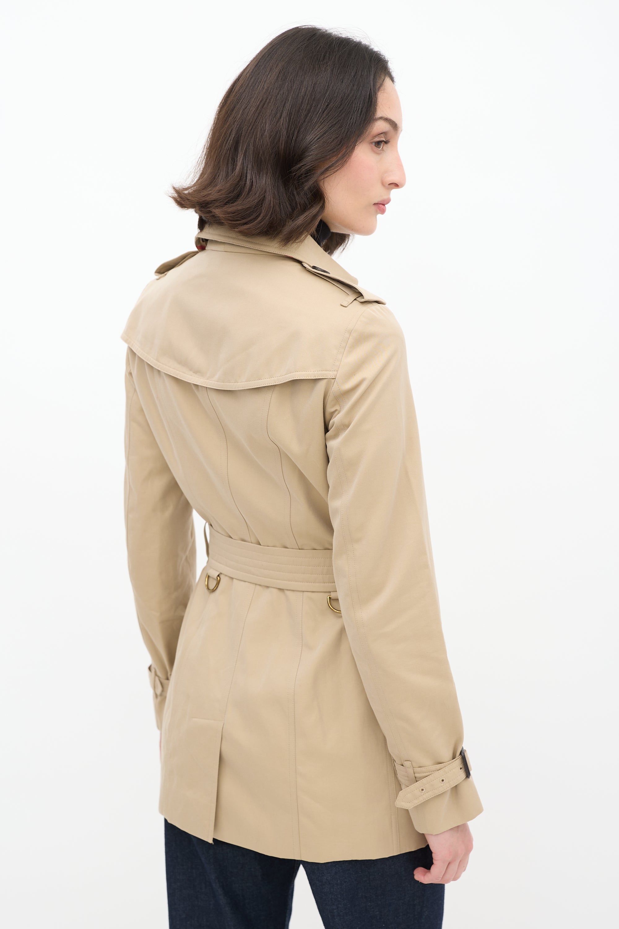 Burberry // Beige Short The Sandringham Belted Trench Coat – VSP