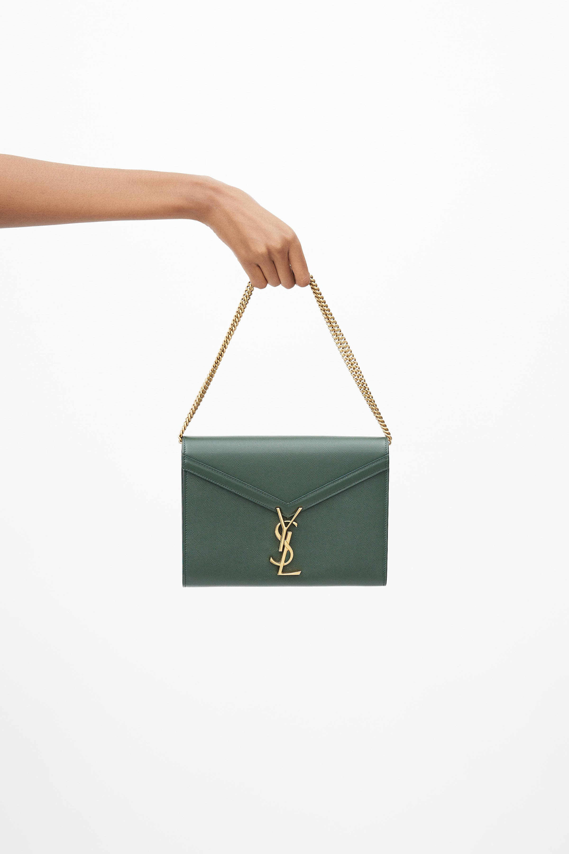 Saint Laurent // Green Cassandra Leather Wallet On Chain – VSP