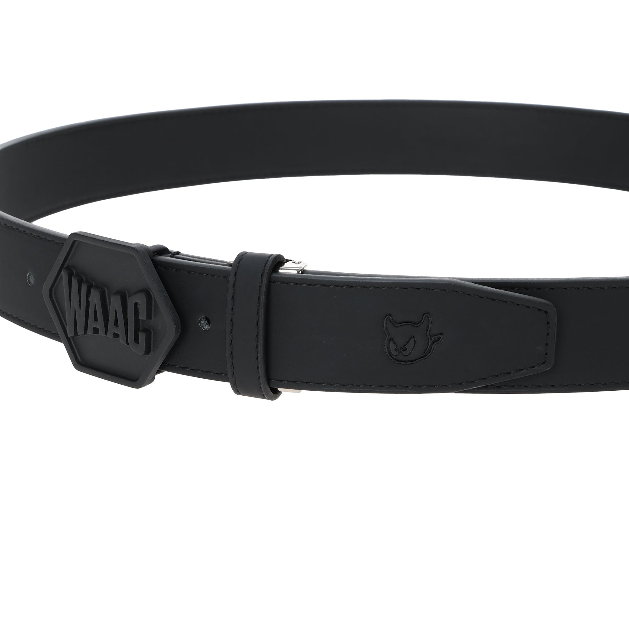 MEN ロゴバックルベルト ホワイト