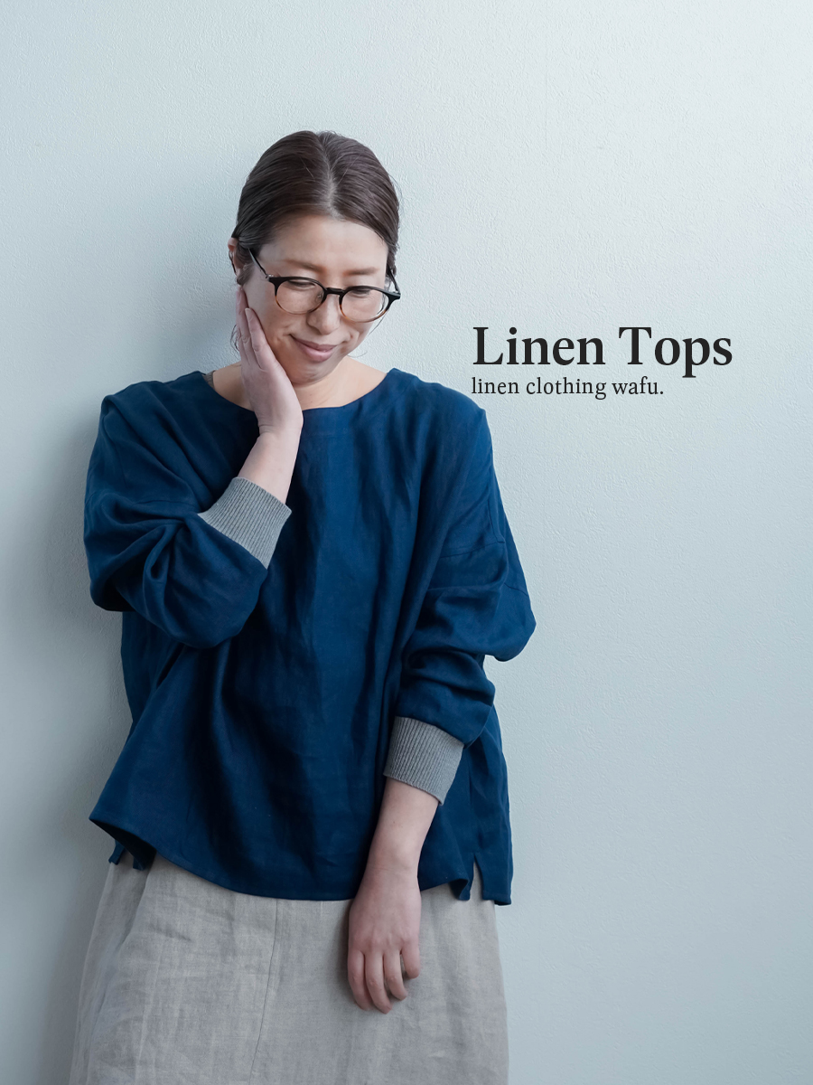 wafu 【プレミアム】やみつきになる快適さ。袖くしゅリネントップス