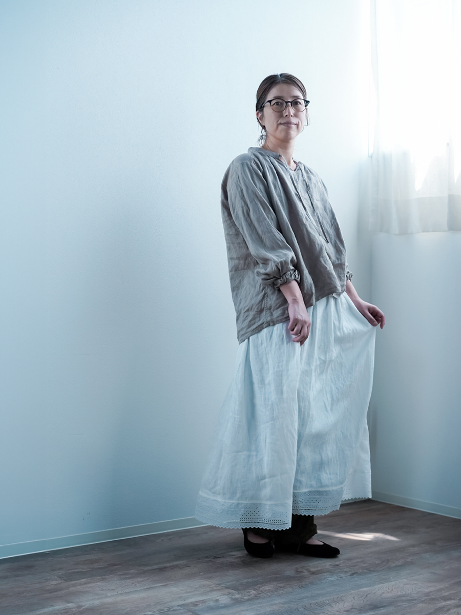 リネンスカート】 重ね穿きの救世主 レースペチスカート ／ 白色 p002c