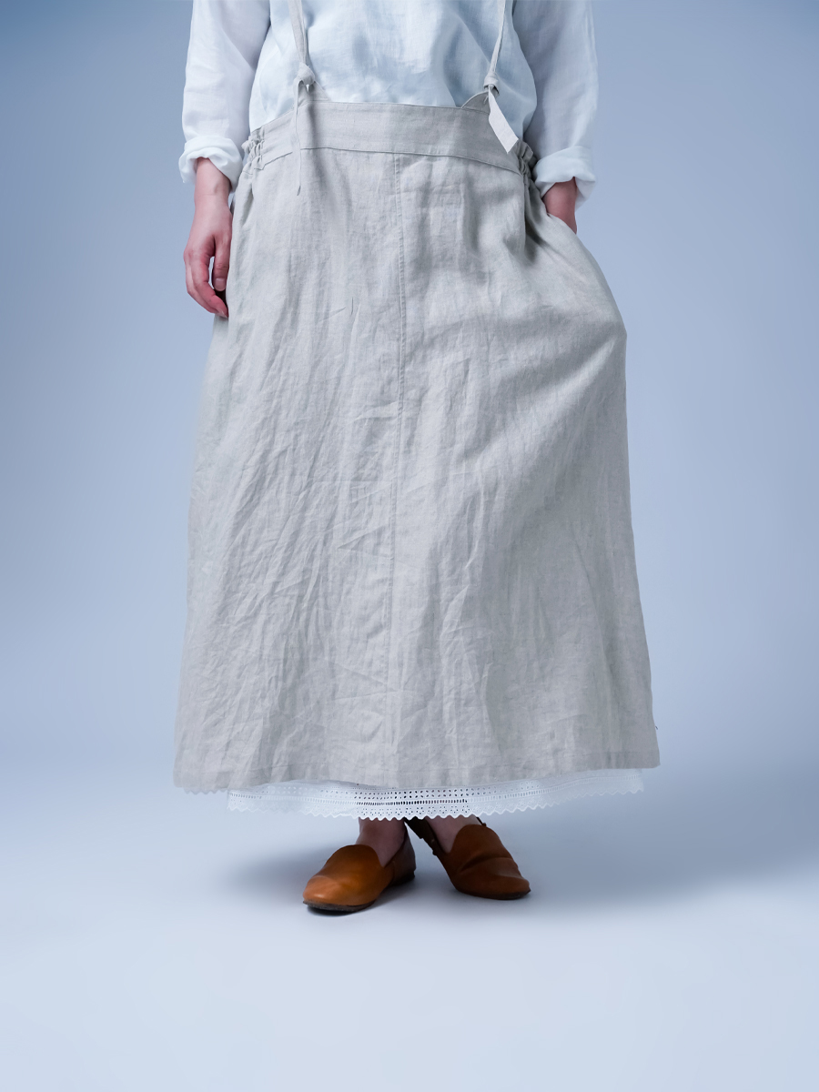 リネンスカート】 重ね穿きの救世主 レースペチスカート ／ 白色 p002c