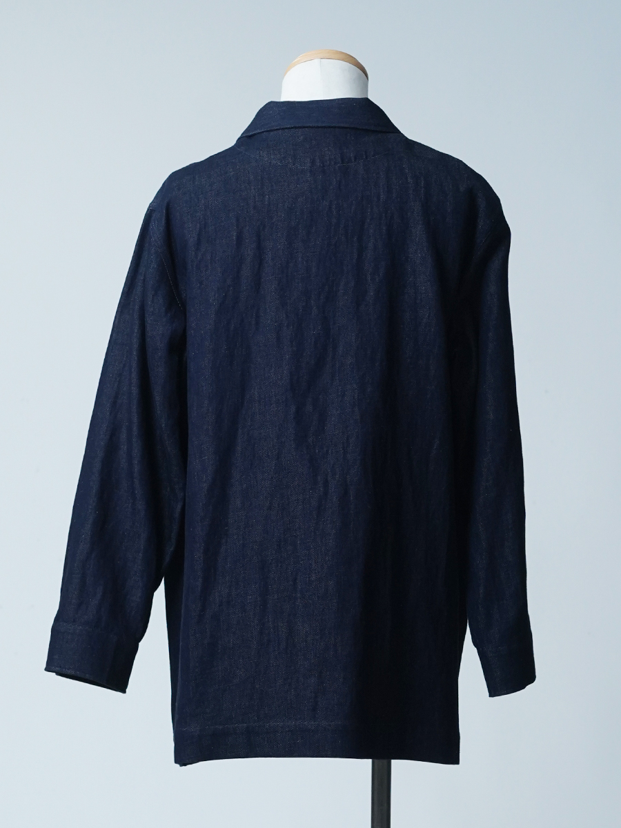 訳あり作品/Mサイズ】リネンデニム カバーオール / ダークインディゴ