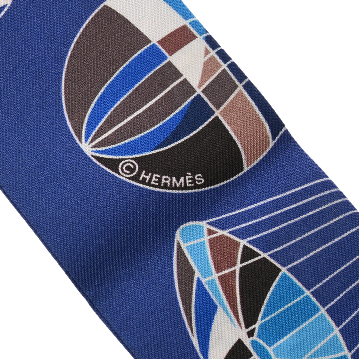 エルメス ツイリー LES FOLIES DU CIEL ブルー系マルチカラー シルク