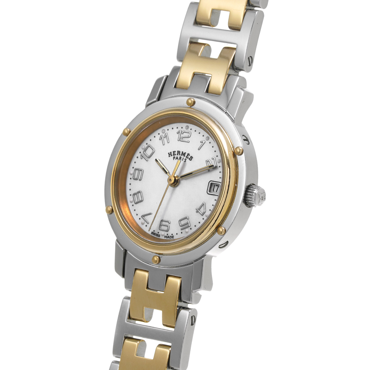 エルメス クリッパー ナクレ CL4.220 ホワイトシェル レディース 時計