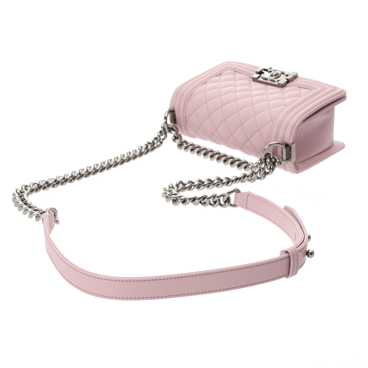 シャネル ボーイシャネル チェーンショルダー 20cm ピンク A67085 グレ