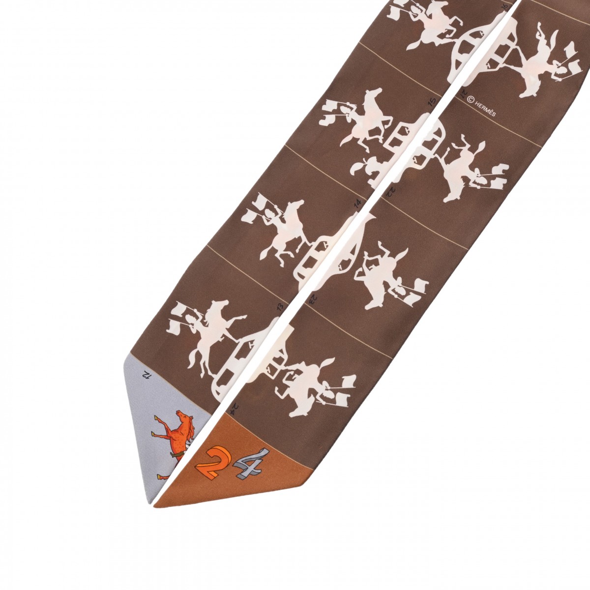 エルメス ツイリー HERMES PARADE ブラウン系 064150S シルク100