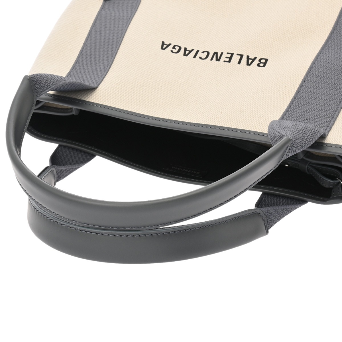 バレンシアガ ネイビーカバス S ホワイト/グレー 339933 キャンバス