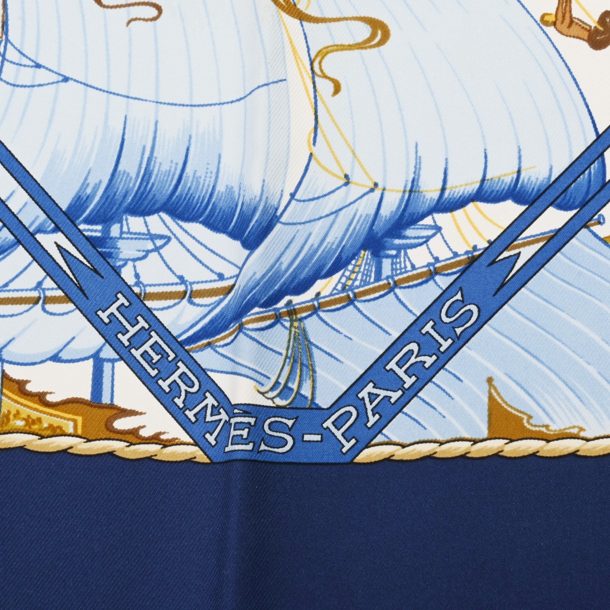 エルメス カレ90 Au-dela des cinq mers ブルー シルク100