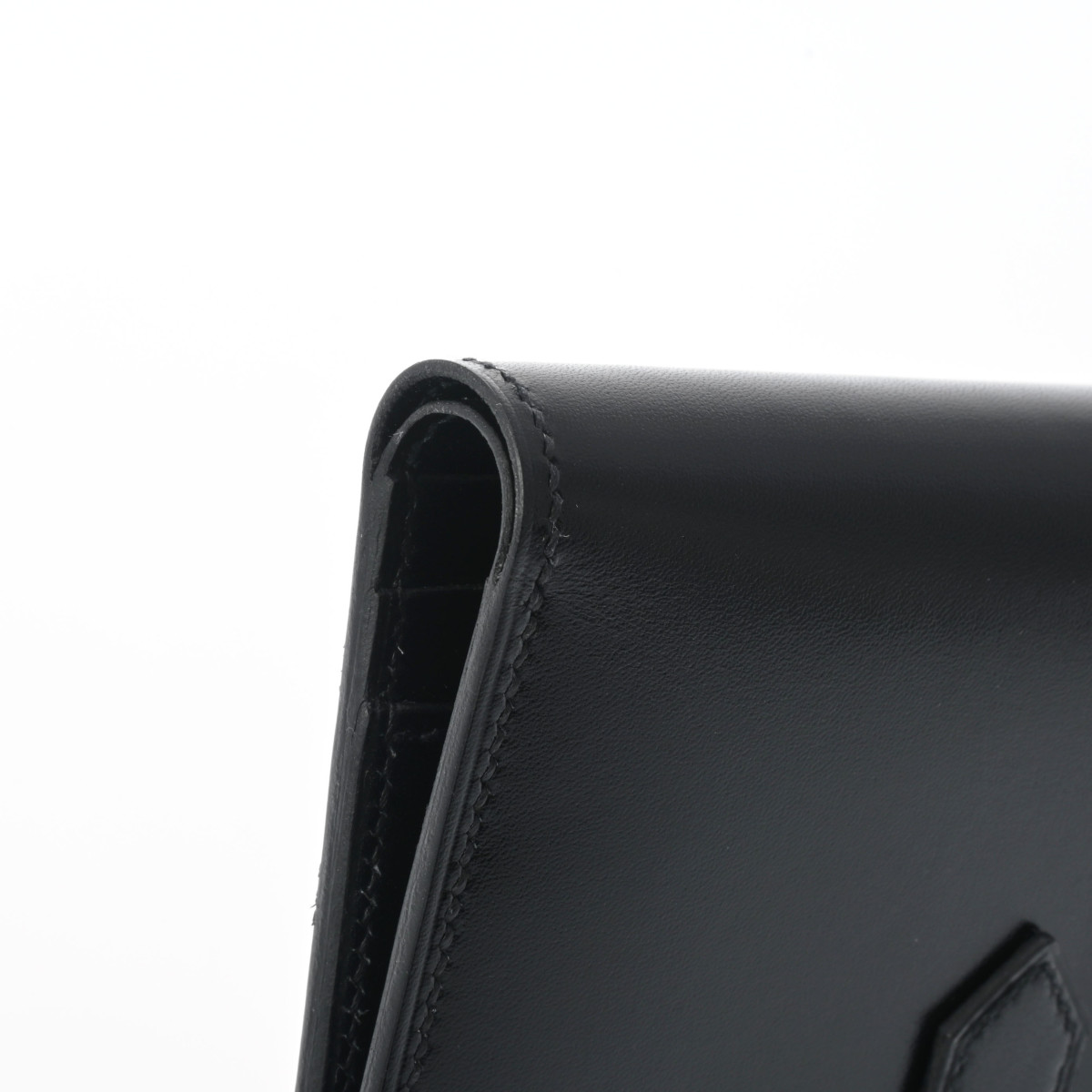 エルメス ベアン コンパクト ブラック/ゴールド金具 ボックスカーフ