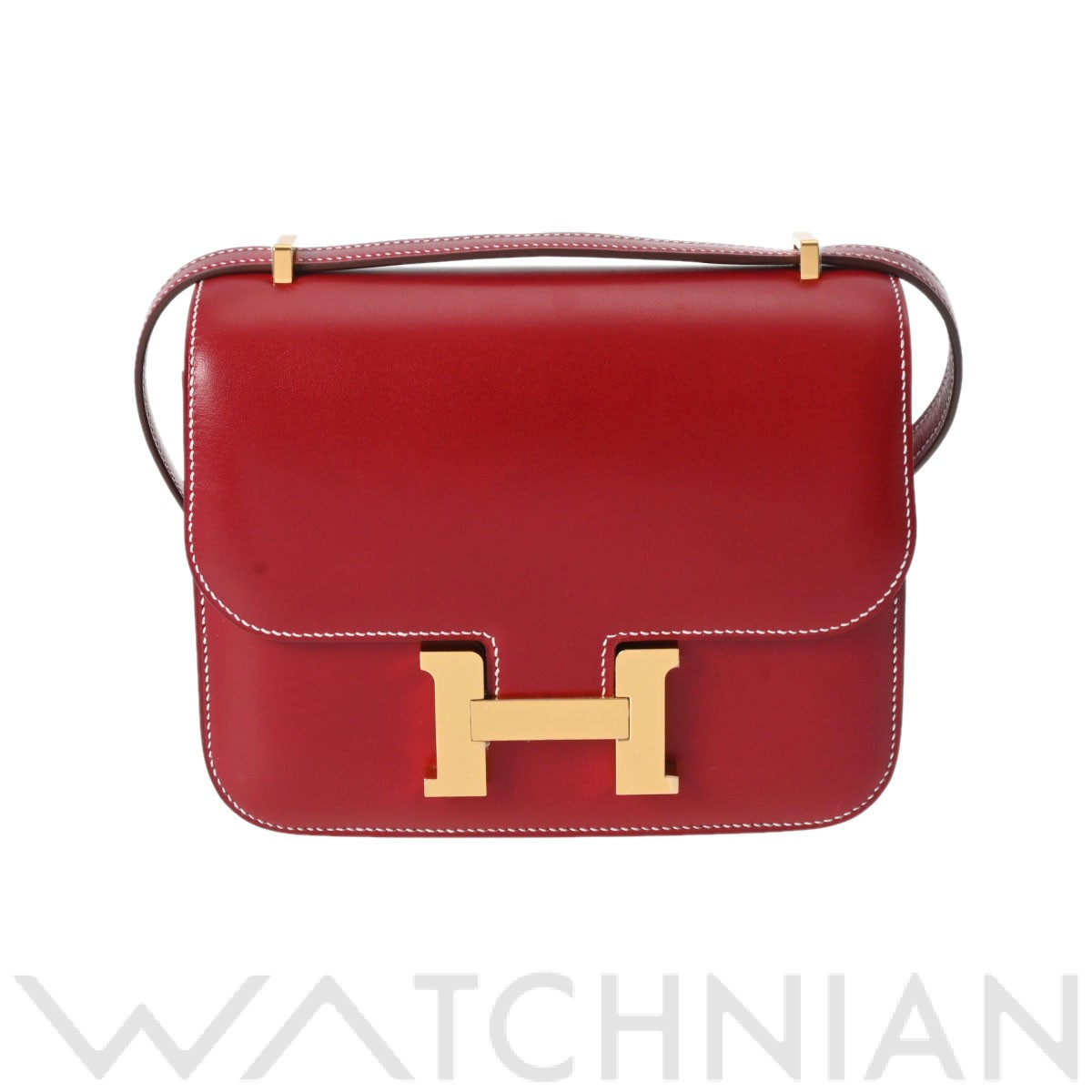 エルメス コンスタンス ミニ 18 ルージュ系 ボックスカーフ レディース