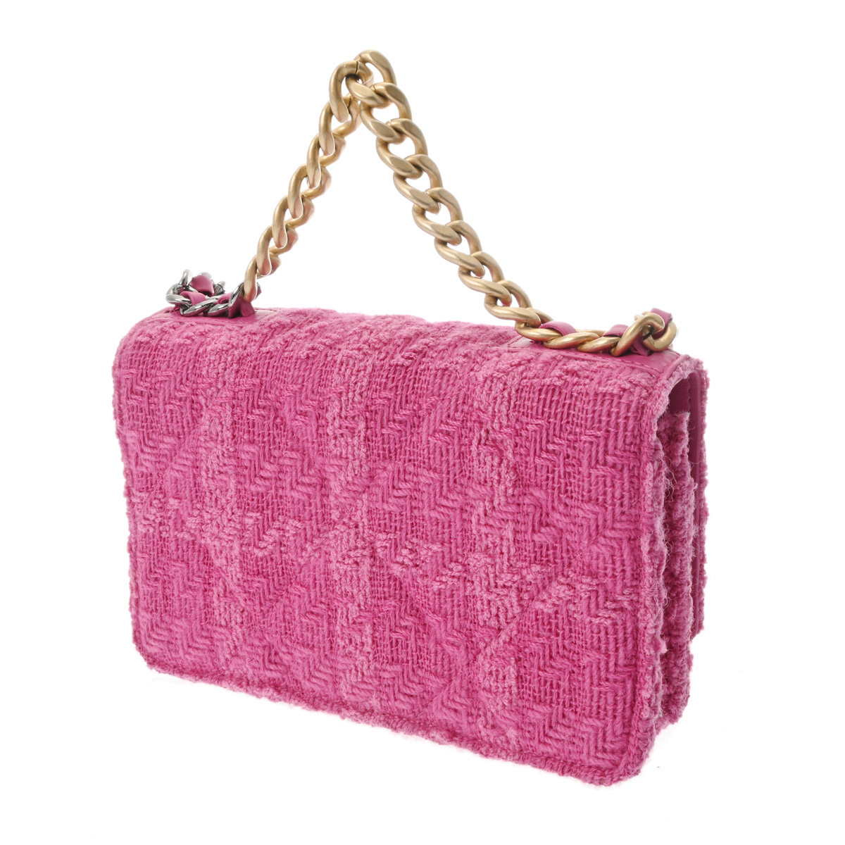 シャネル CHANEL19 チェーンウォレット ピンク AP0985 ツイード
