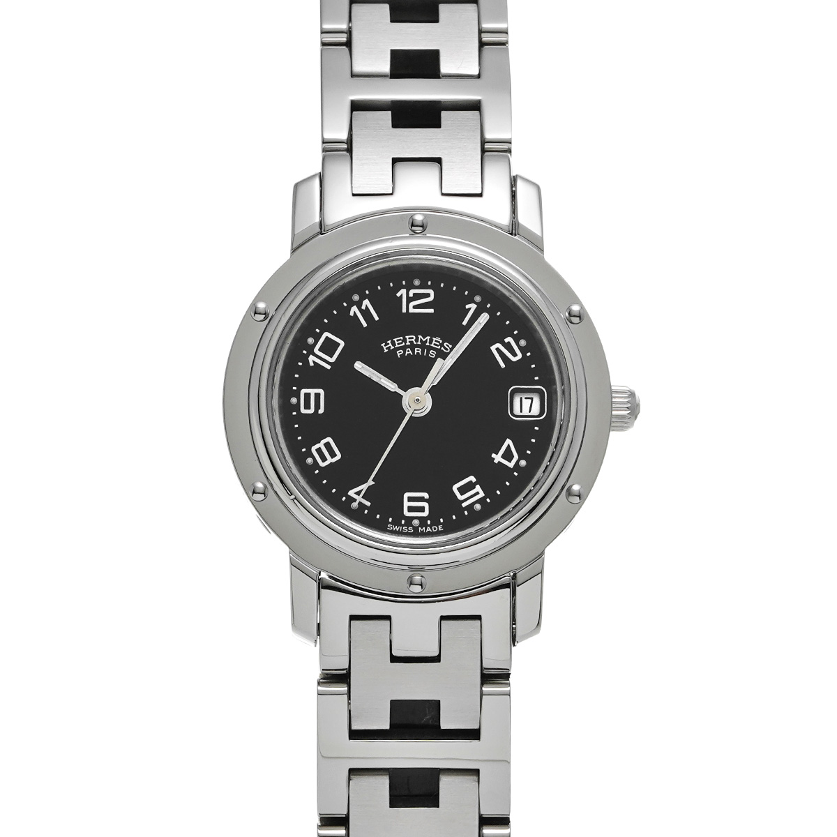 エルメス クリッパー CL4.210 ブラック レディース 時計 【中古