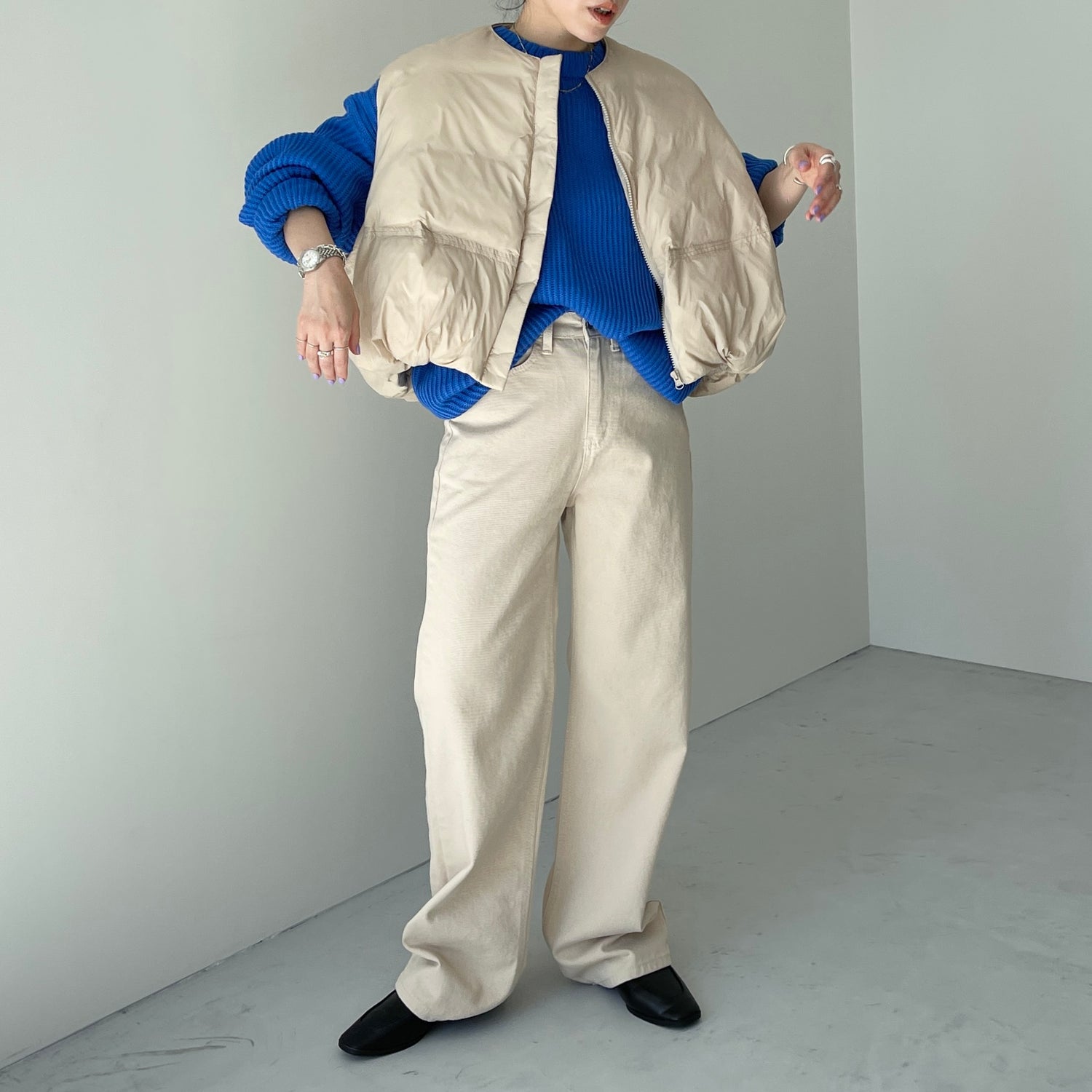 egg down vest / beige （パーフェクトシルエットダウンコート