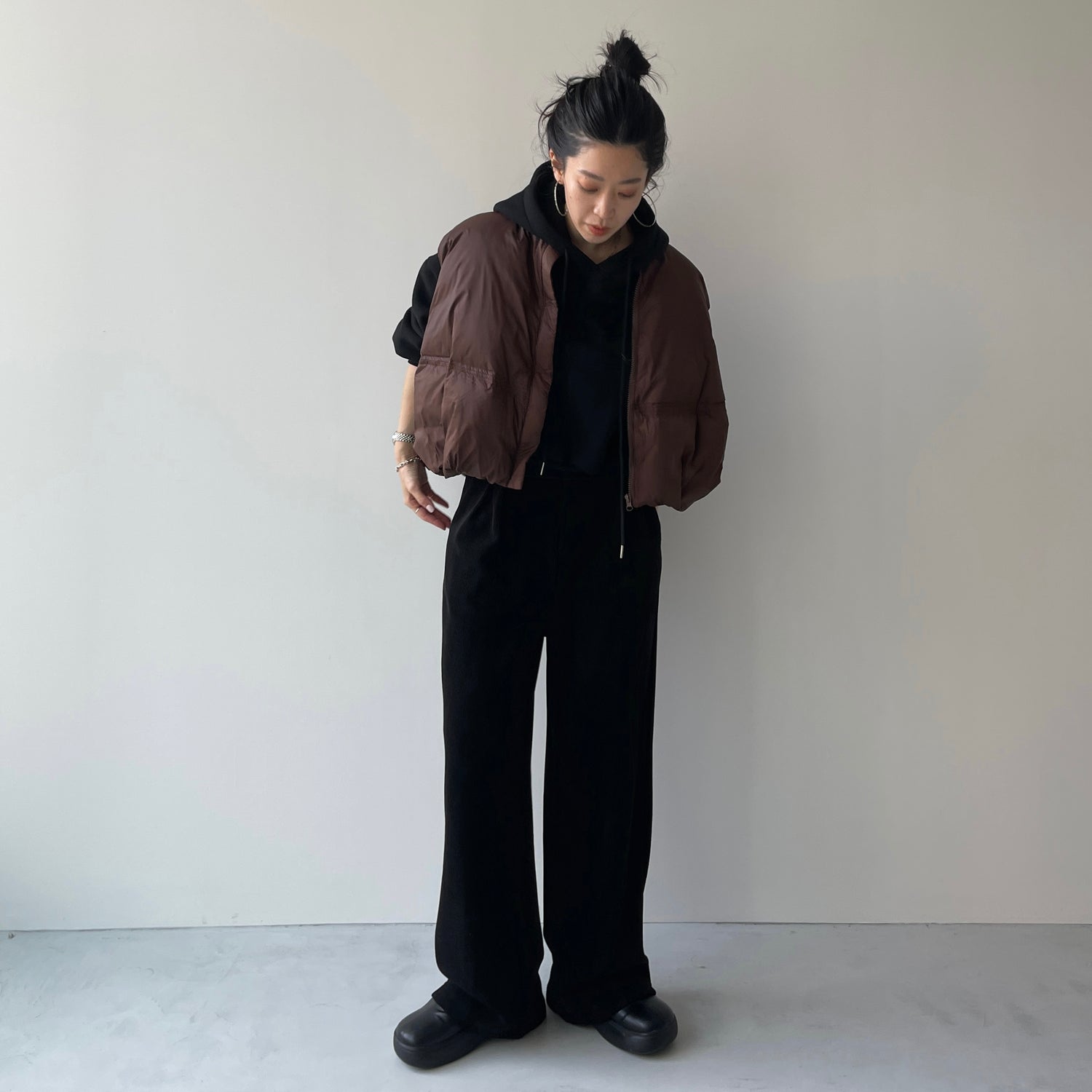 egg down vest / brown （パーフェクトシルエットダウンコート