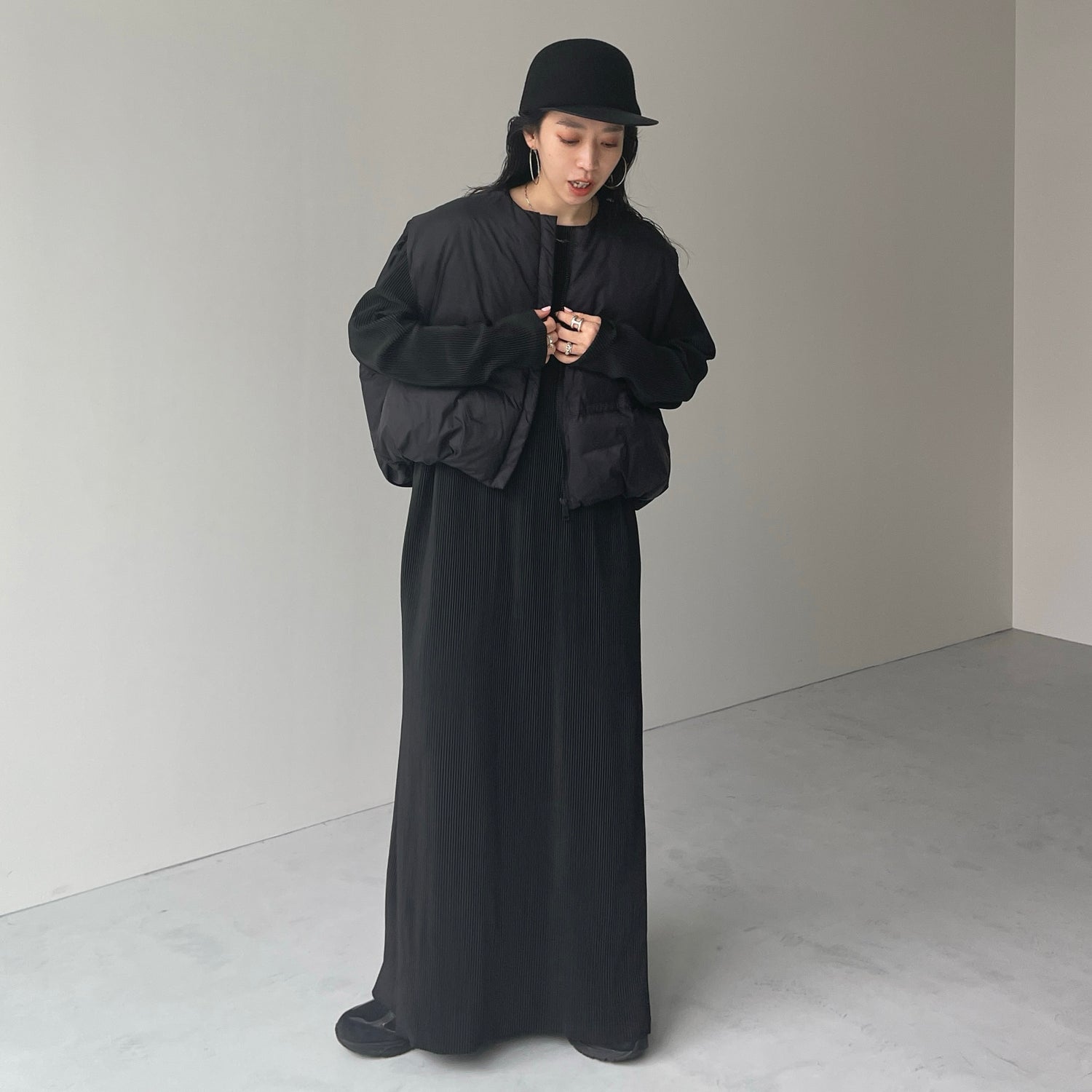 egg down vest / black （パーフェクトシルエットダウンコート