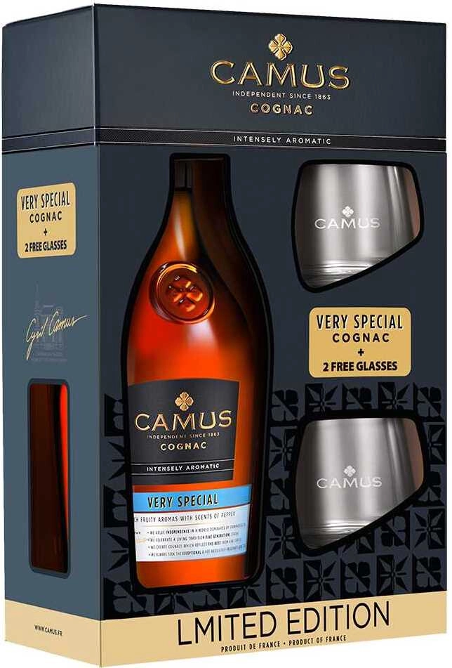 Set Camus VS, gift box with 2 glasses Camus VS, gift box with 2