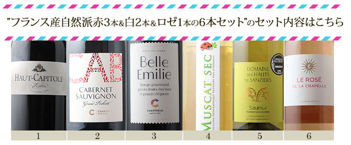 フランス自然派ワイン6本セット 第24弾 送料無料 赤3本＆白2本＆ロゼ1