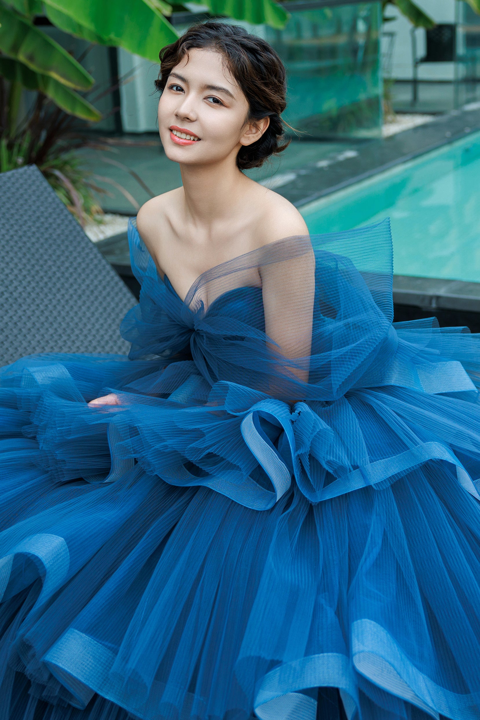 CW3298 プリンセス オフショルダー カラードレス – COCOMELODY