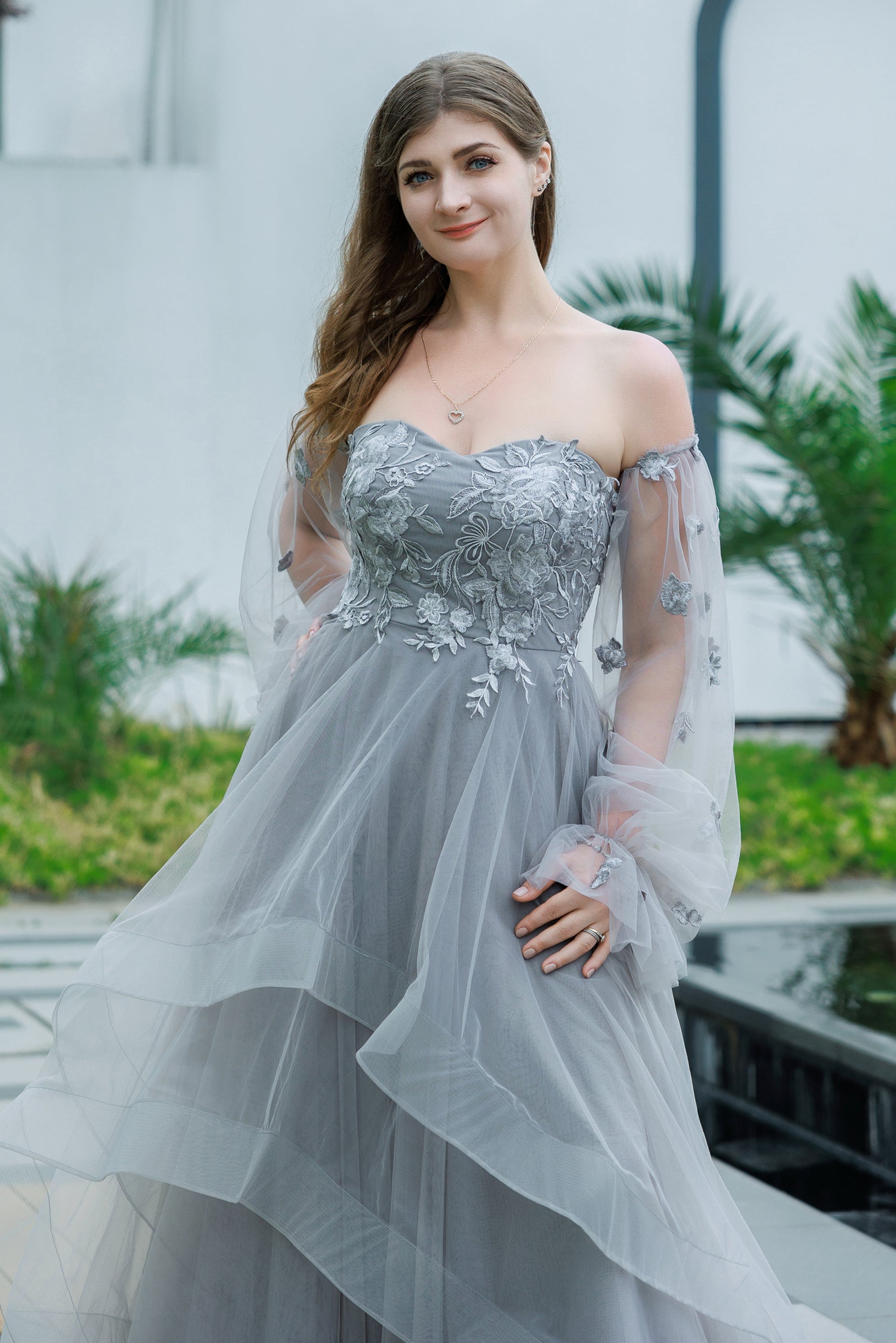 CW3302 長袖 レース カラードレス – COCOMELODY