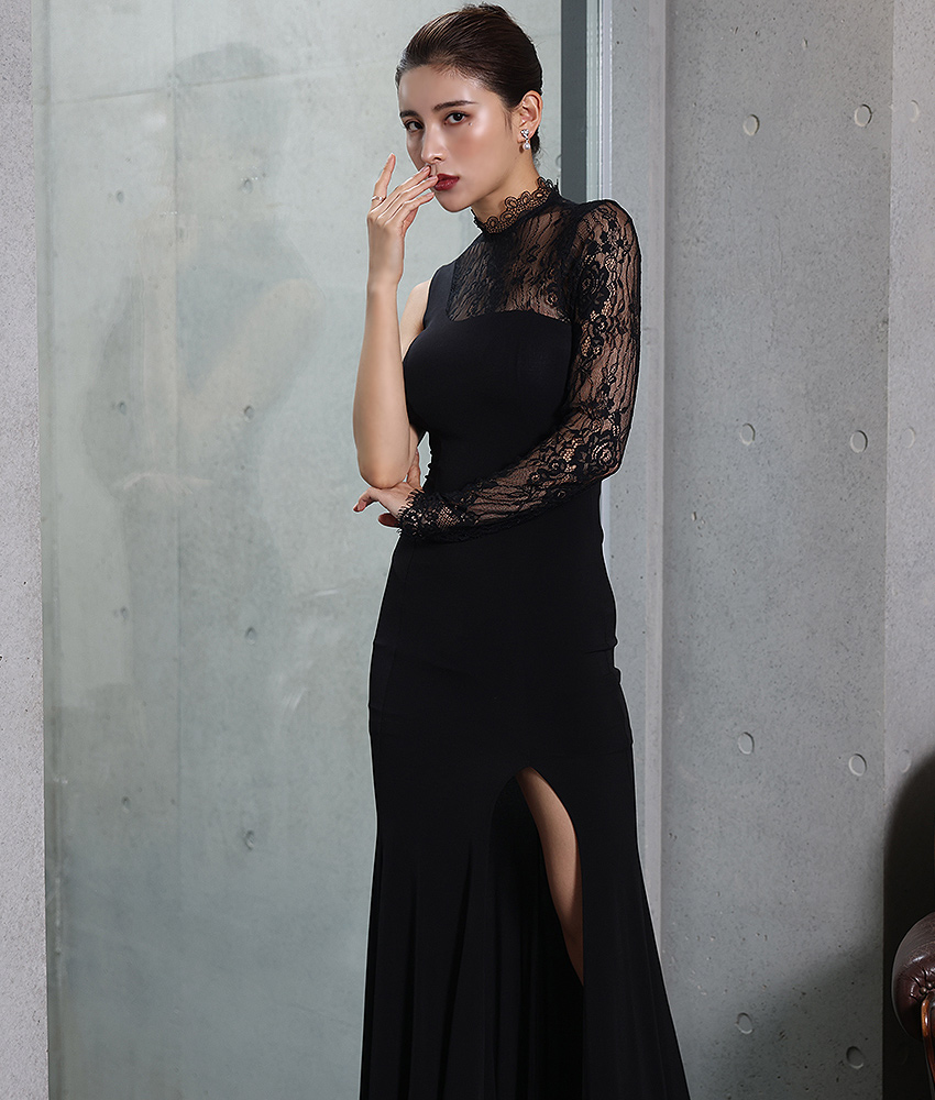 ブラック肩長袖ロングドレス/MIRIN - カラードレス