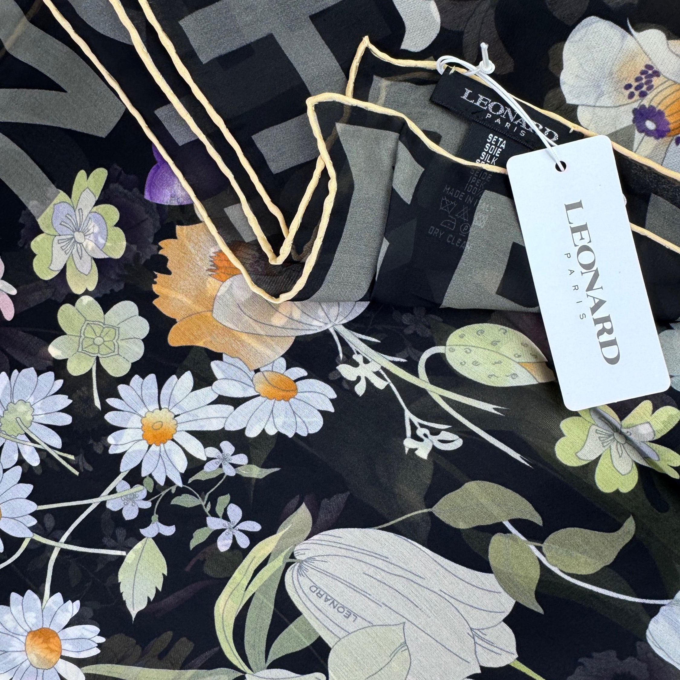 Leonard Paris Scarf Black French Riviera Floral - Extra Large