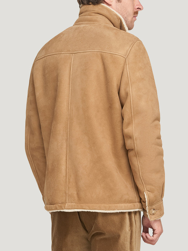 Natural Shearling Cropped Jacket | Connolly Shearling Suede Jacket
