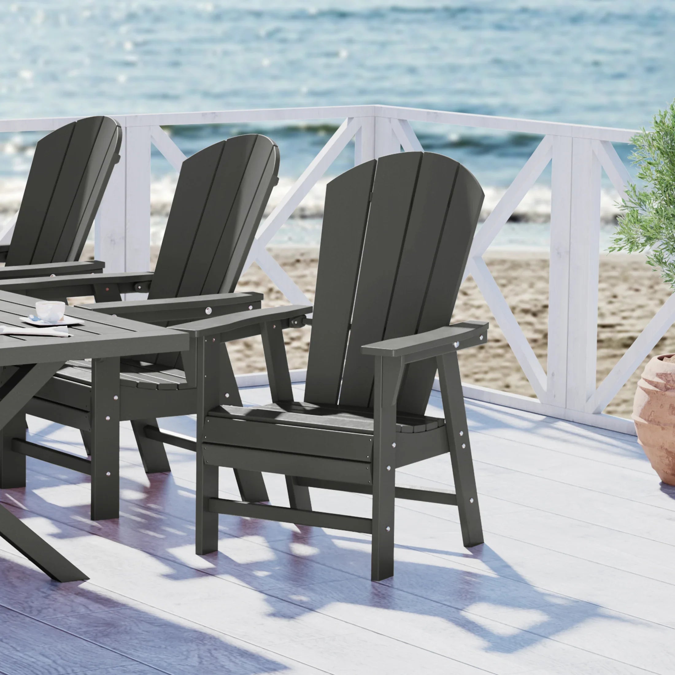 Paradise Outdoor Patio HDPE Plastic Adirondack Dining Chair