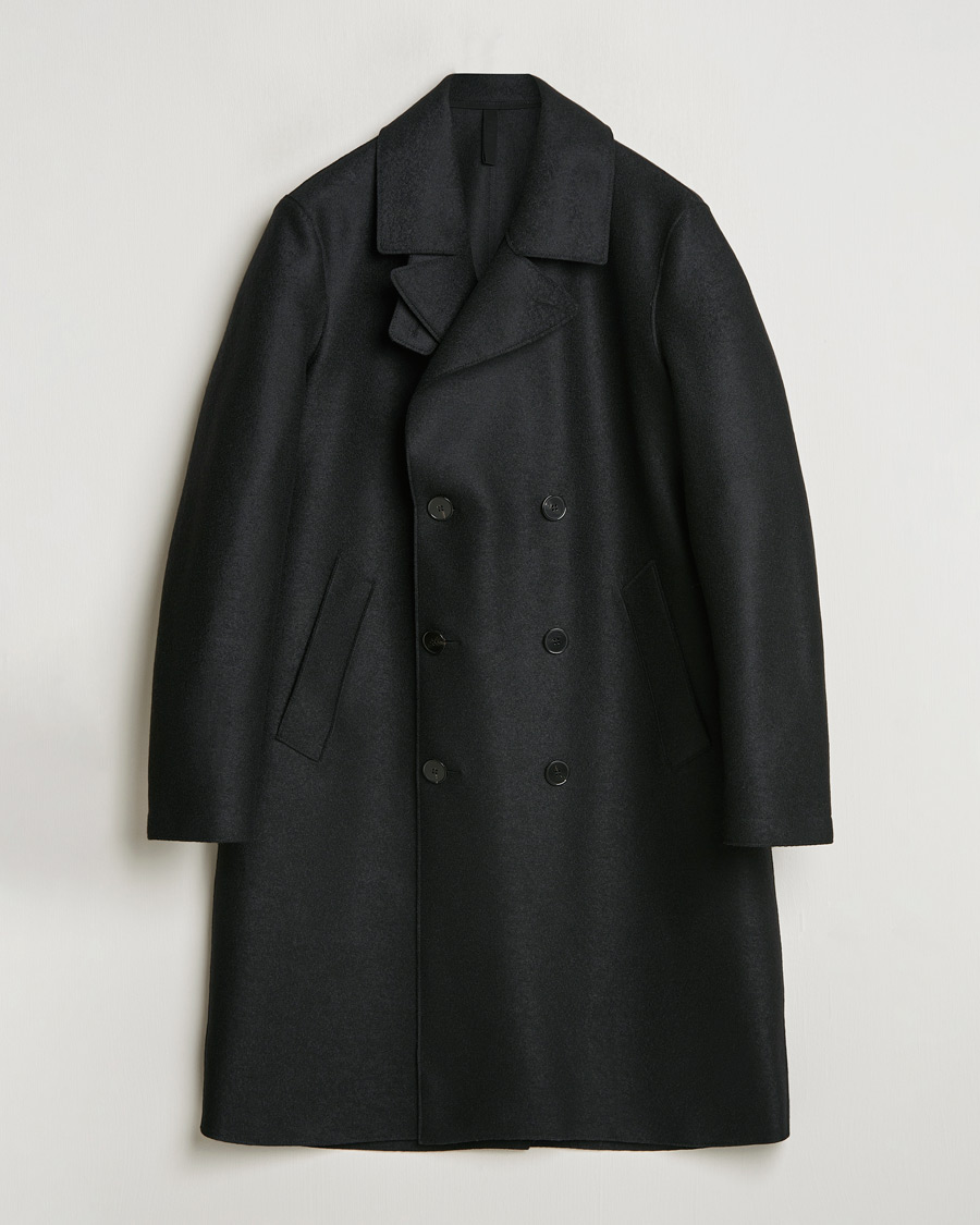 Harris Wharf London Pressed Wool Long Peacoat Black at CareOfCarl.com