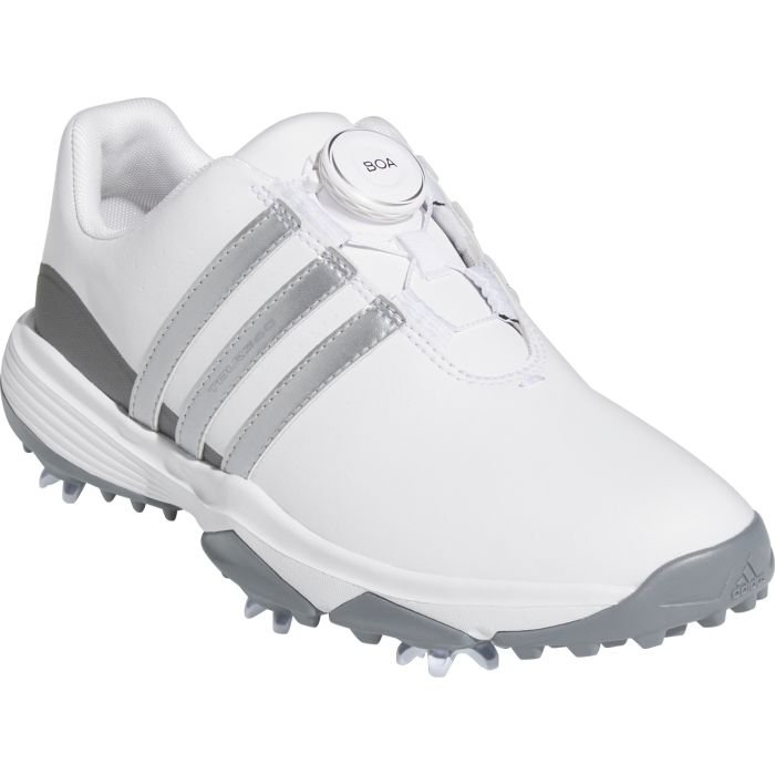 adidas Junior Kids Tour360 24 BOA Golf Shoes White/Silver/Grey