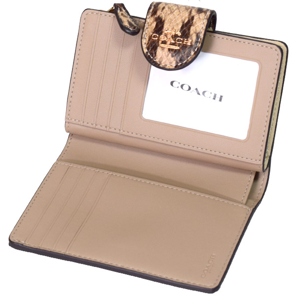 COACH】コーチ レザー スネーク パイソン ミディアム コーナー ジップ
