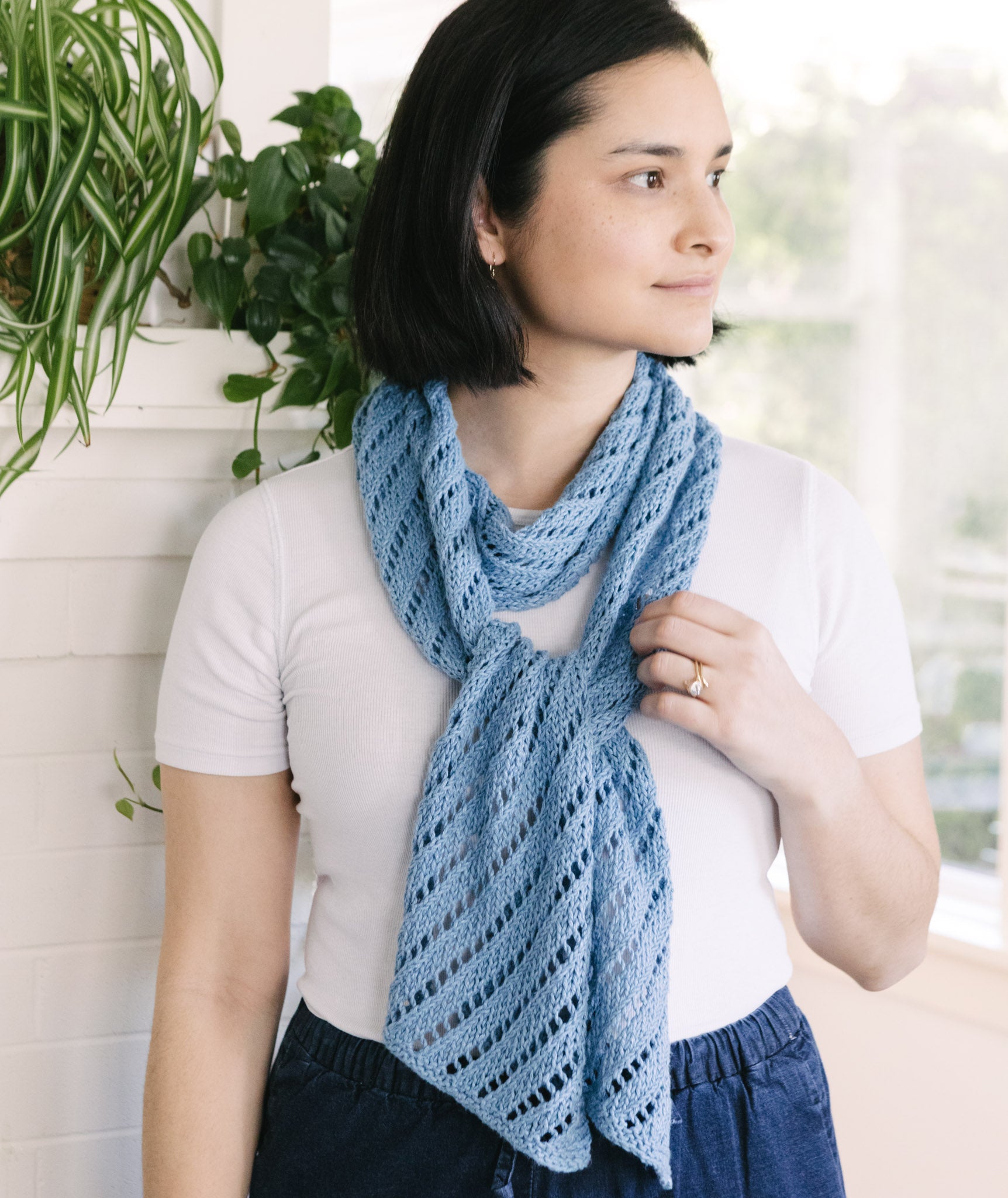Diagonal Lace Scarf Using Hemp for Knitting allhemp6 – Churchmouse