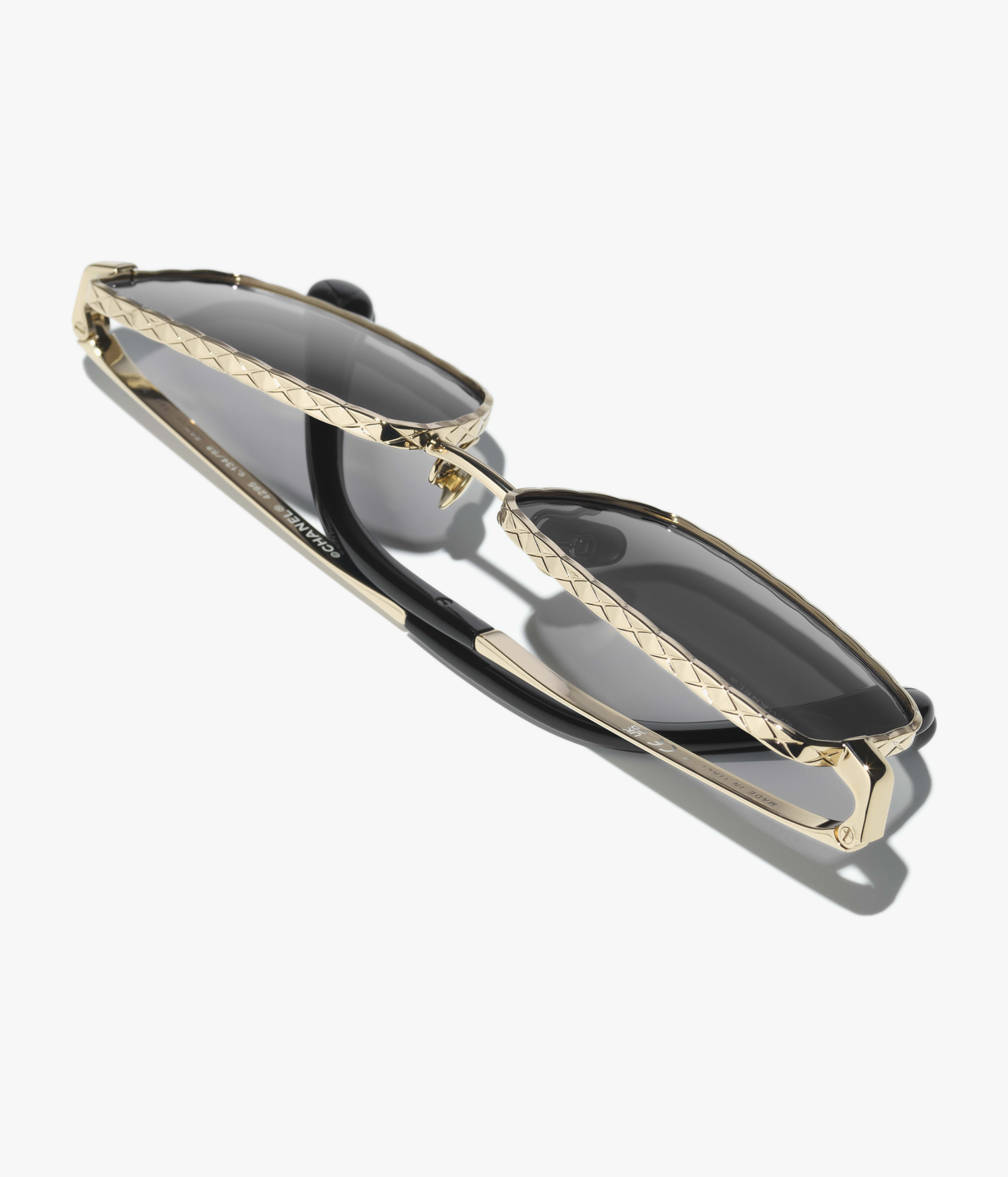 CHANEL Sunglasses: Rectangle Sunglasses, metal — Fashion | CHANEL