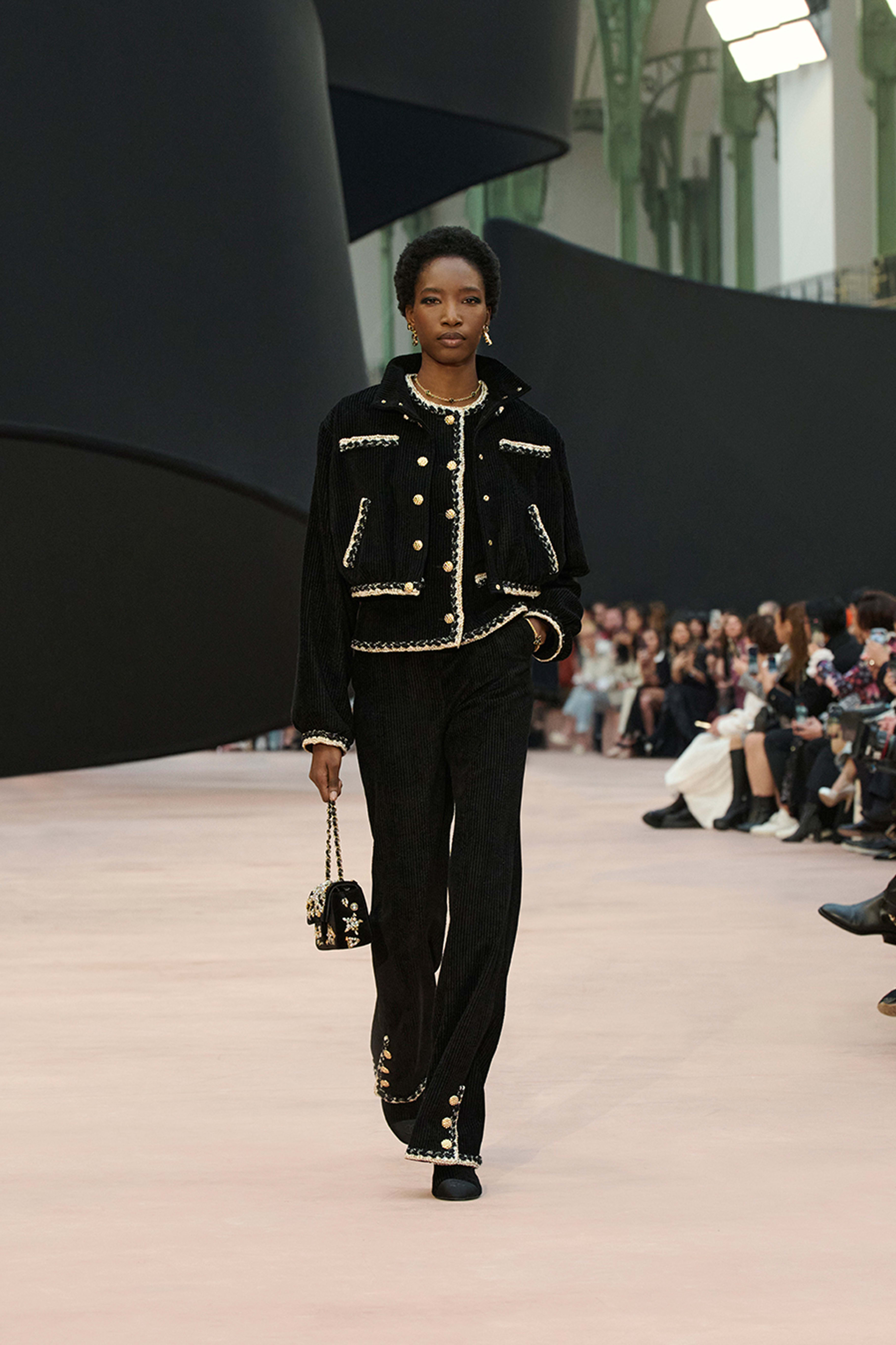 ジャケット - リブ ベルベット、ブラック、ゴールド & ホワイト