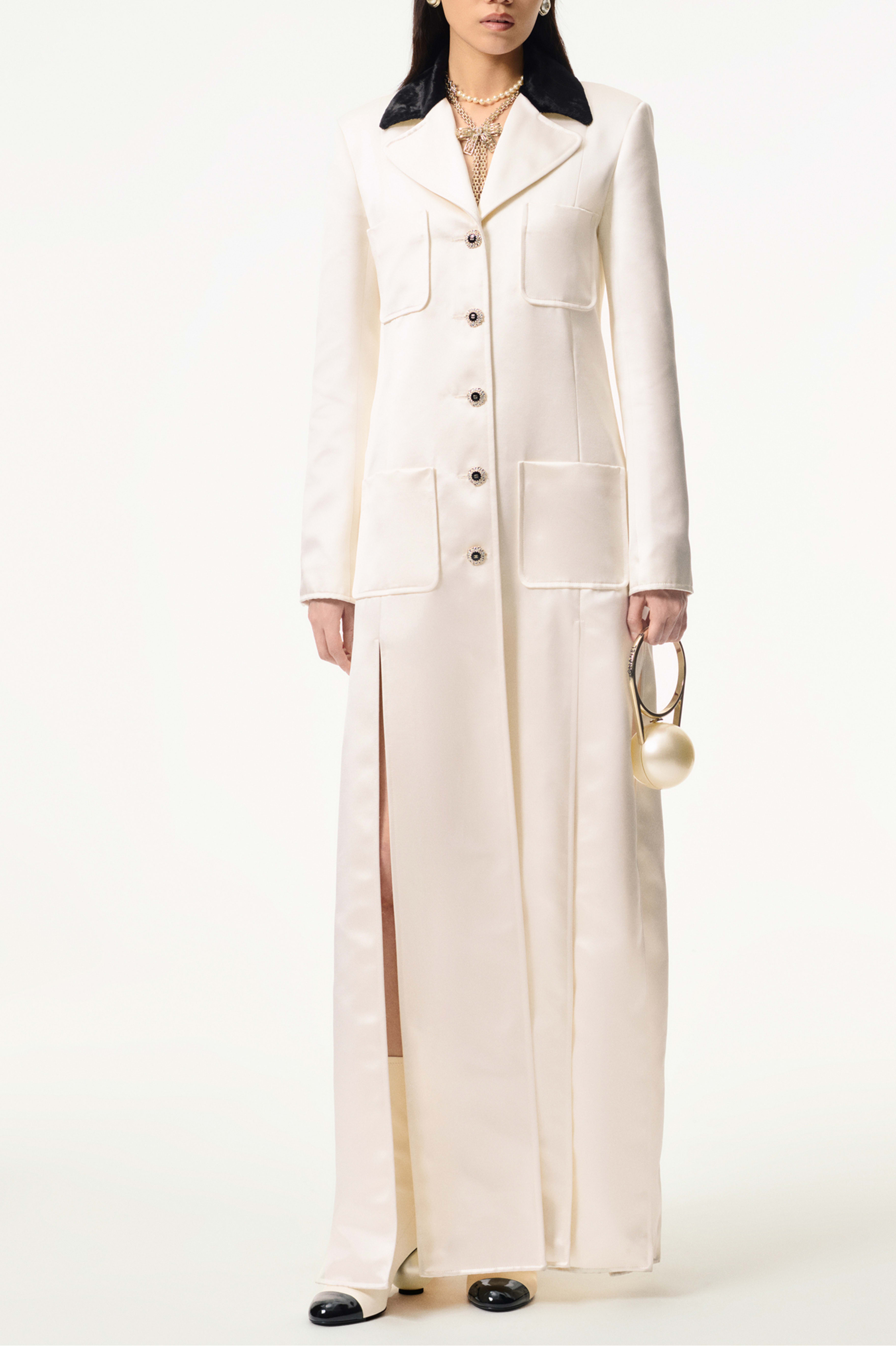 コート - シルク サテン、ホワイト — ファッション | CHANEL シャネル