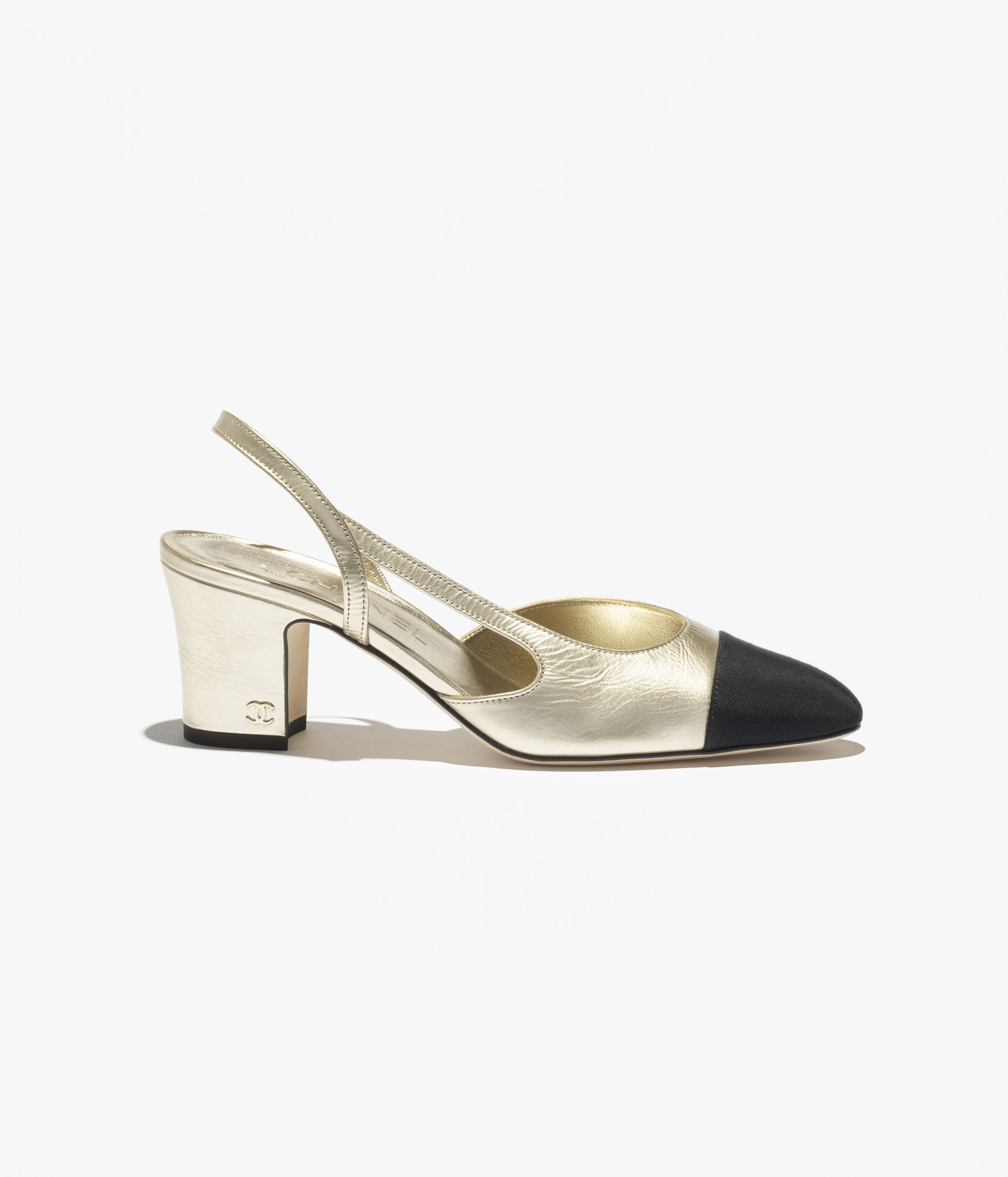 Slingbacks - Goatskin & grosgrain, beige & black — Fashion | CHANEL